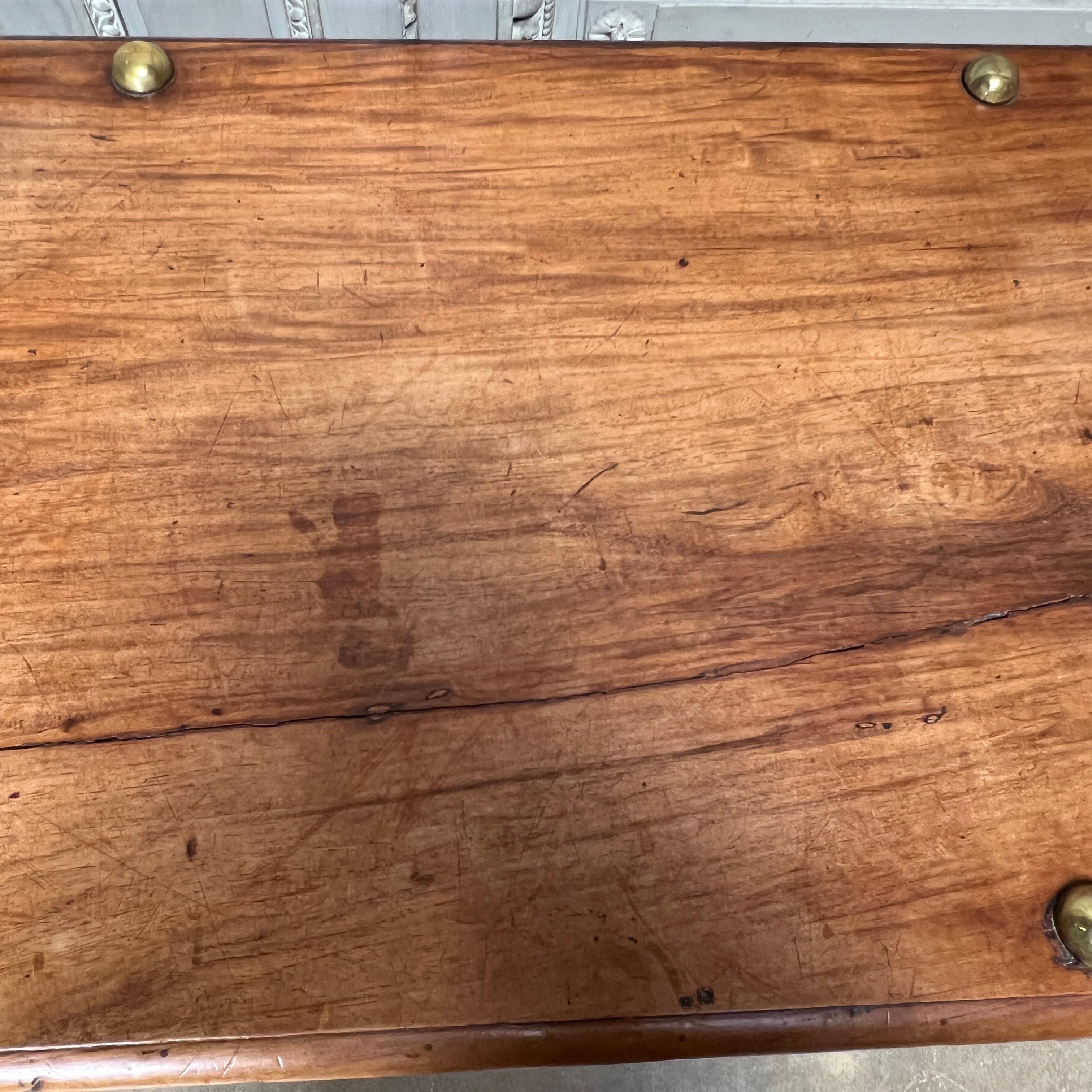 17th Century French Walnut Coffer with Brass Hardware For Sale 11