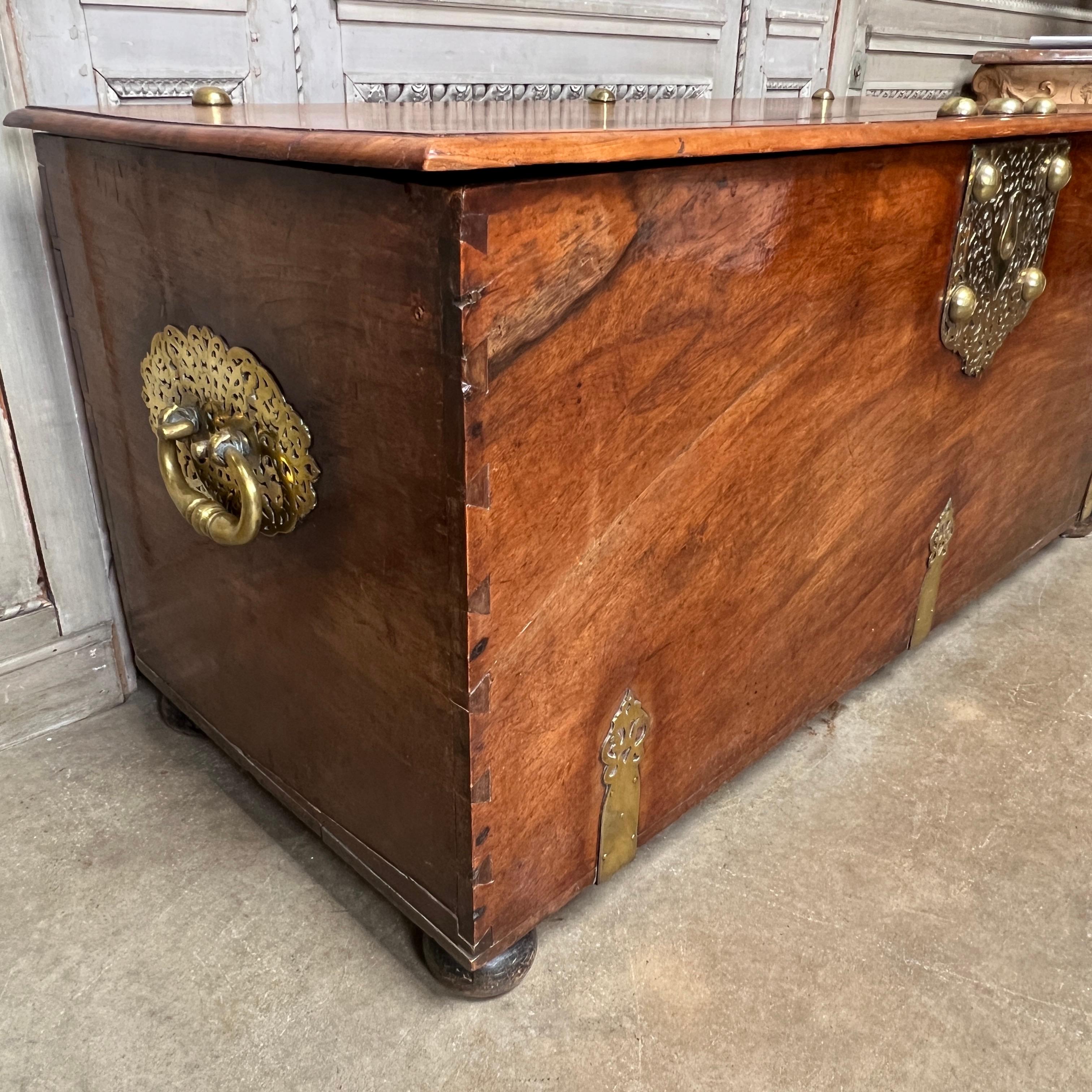 17th Century French Walnut Coffer with Brass Hardware In Good Condition For Sale In Dallas, TX