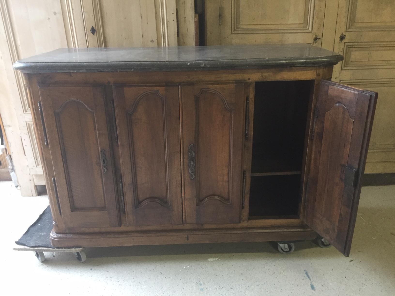 17th Century, French Walnut Louis XIV Period Four Doors Hunting Sideboard 6