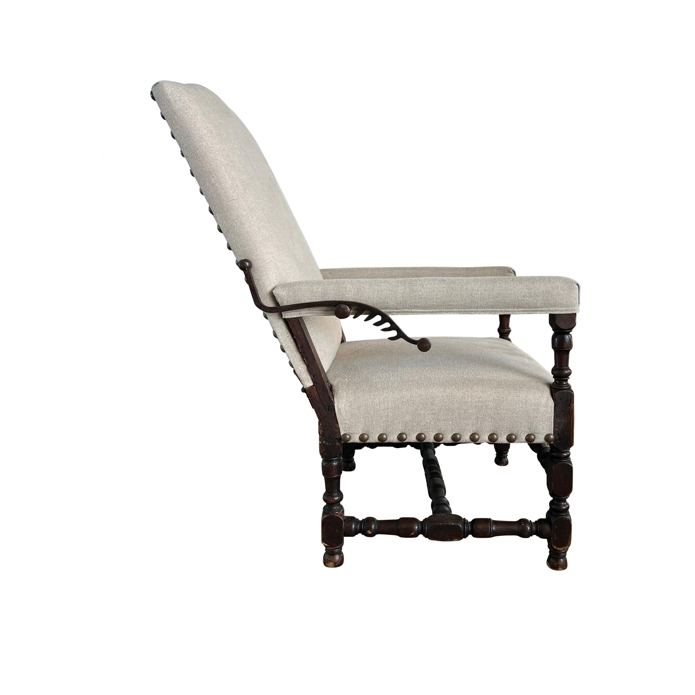17th Century French Walnut Ratchet Armchair 1