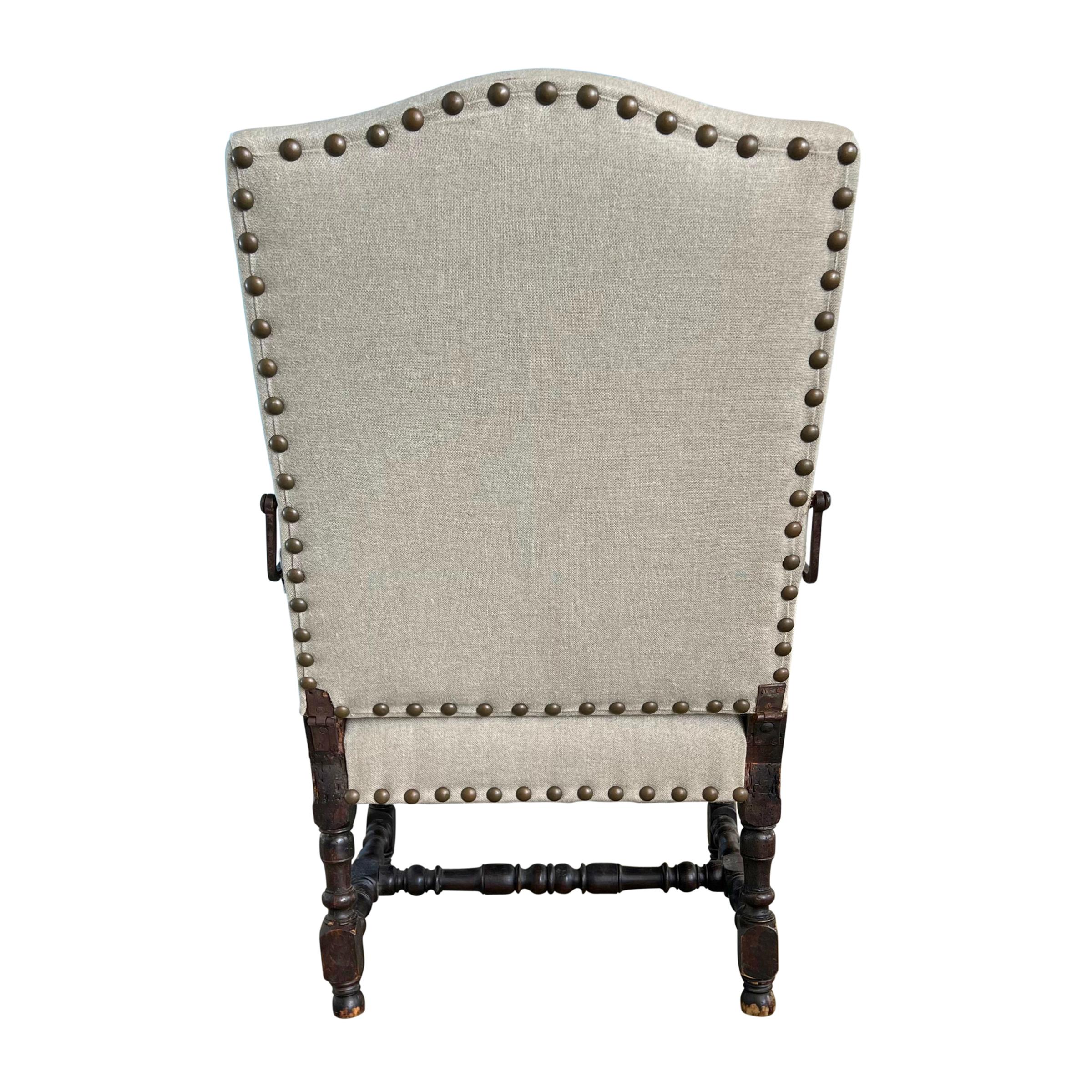 17th Century French Walnut Ratchet Armchair For Sale 5
