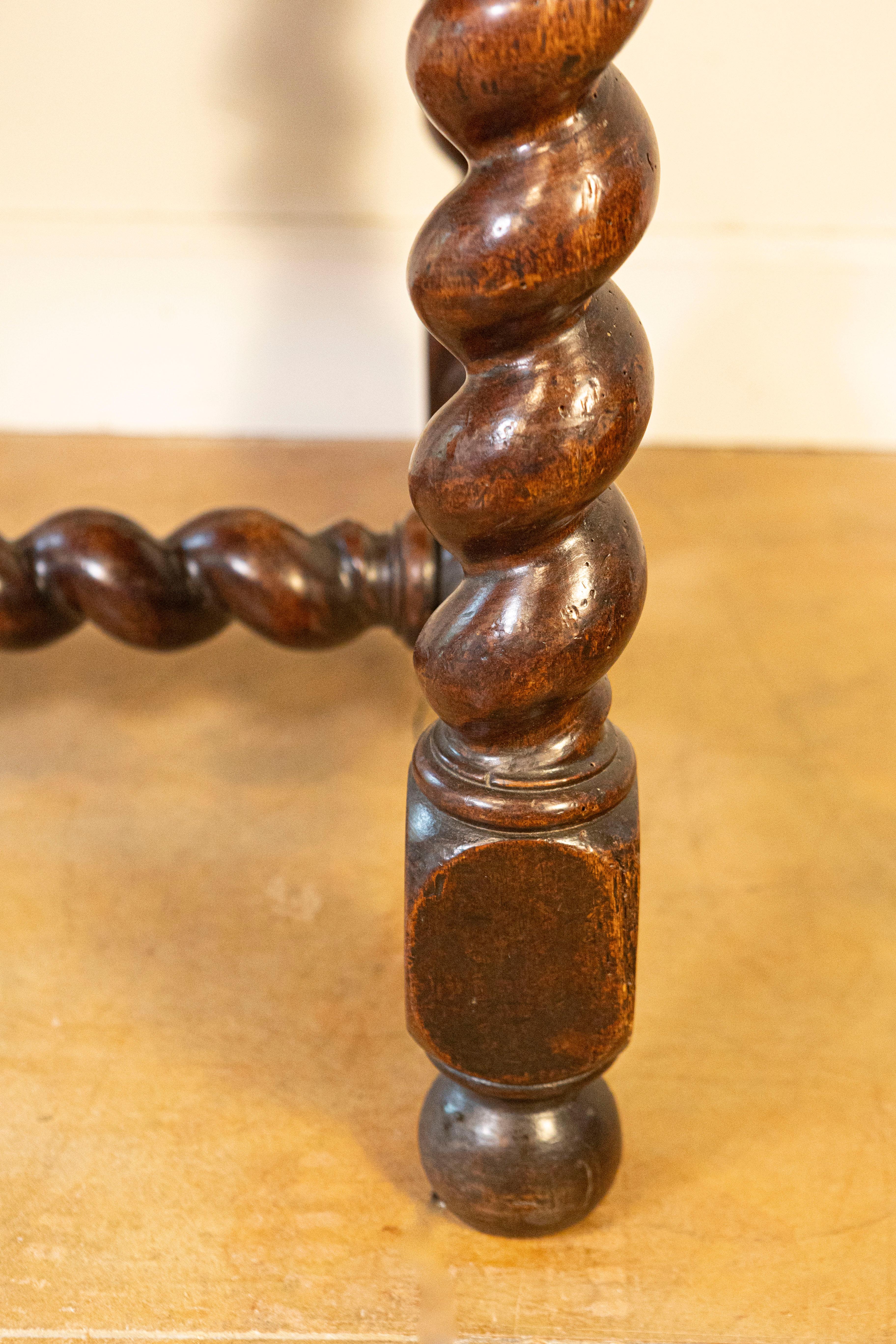 17th Century French Walnut Side Table with Single Drawer and Barley-Twist Base For Sale 3