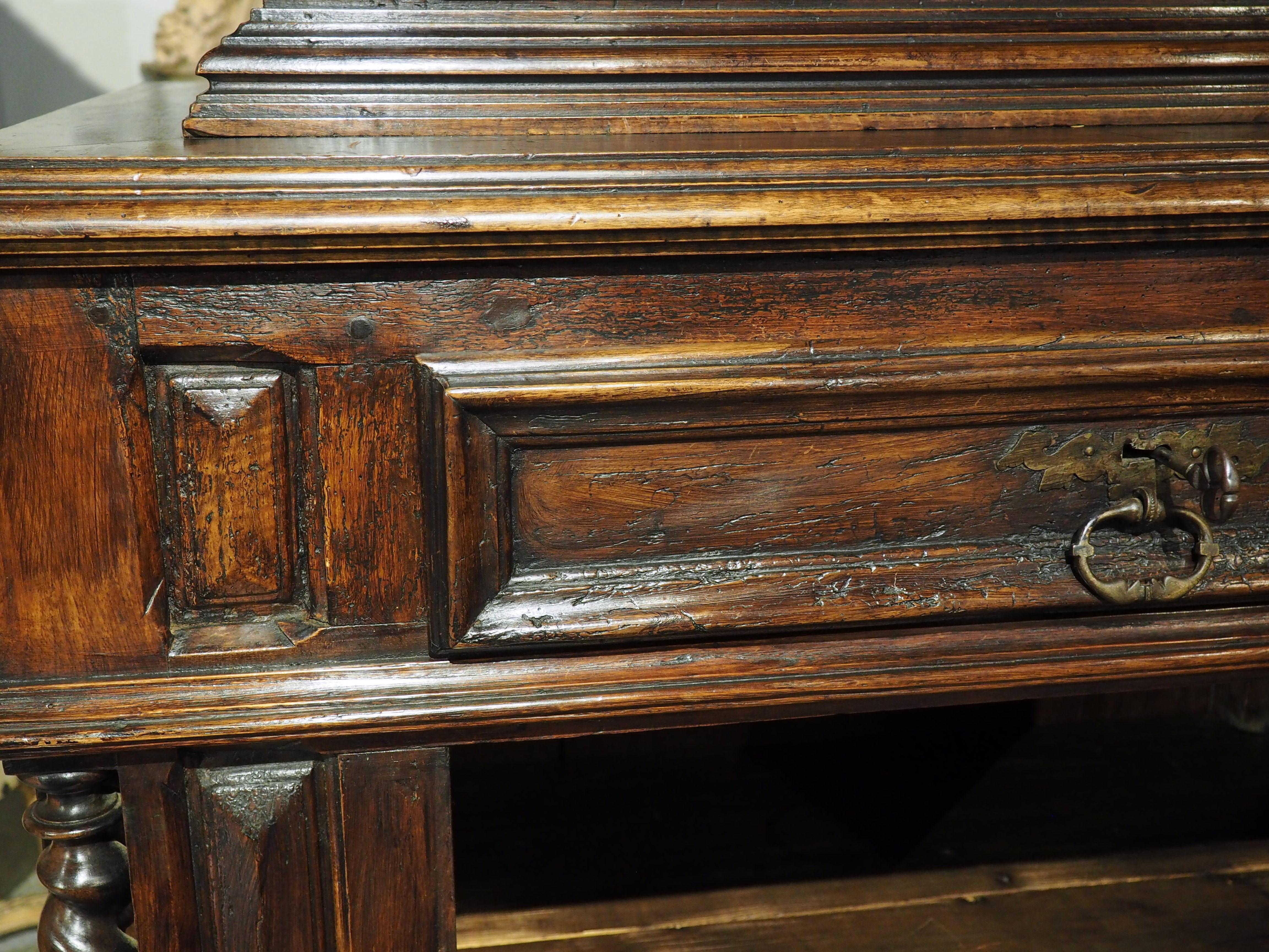 17th Century French Walnut Wood Buffet Deux Corps For Sale 9