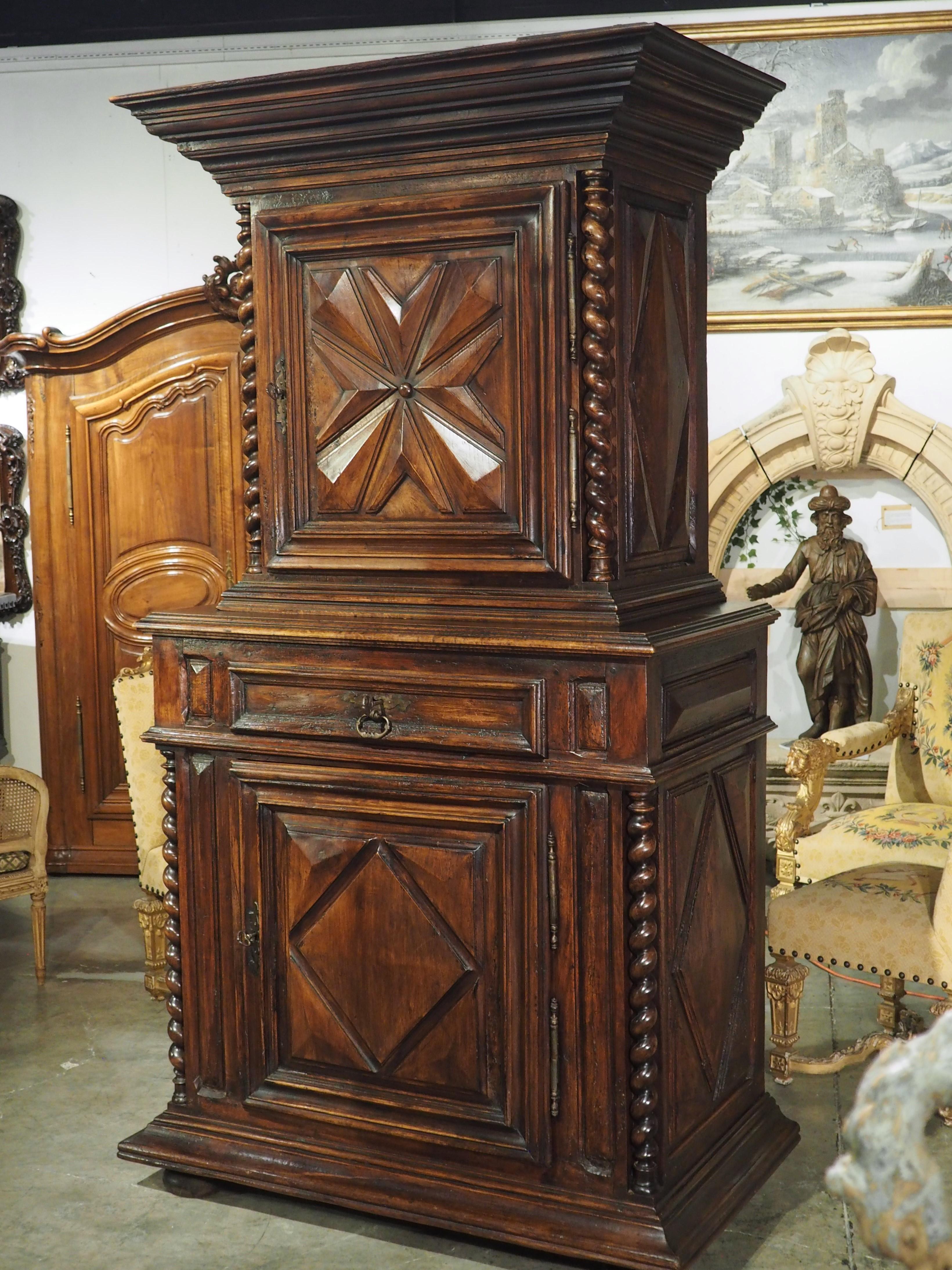 17th Century French Walnut Wood Buffet Deux Corps For Sale 11