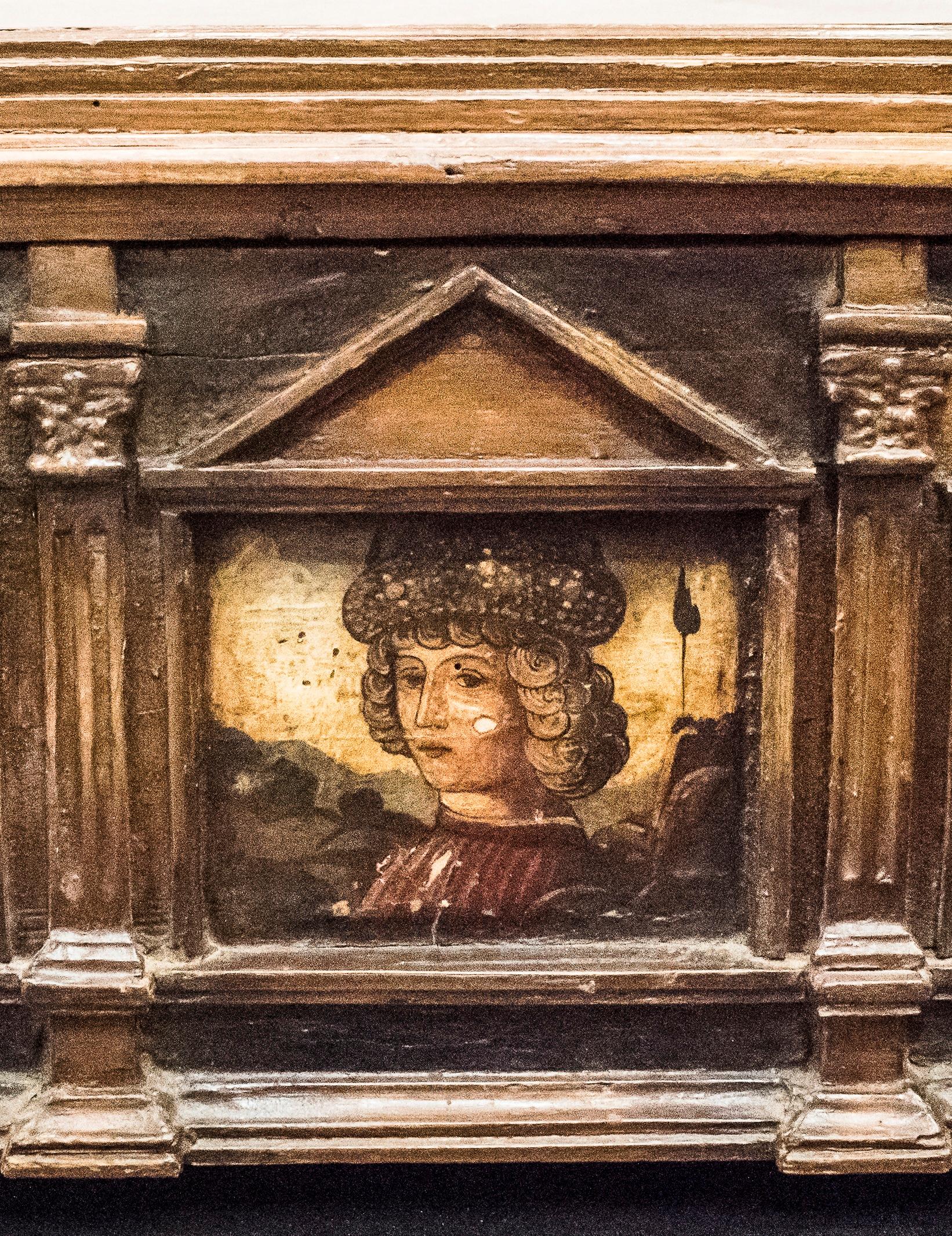 17th Century Front Match with Painted and Polychrome Scenes Italian Wood Ark 5