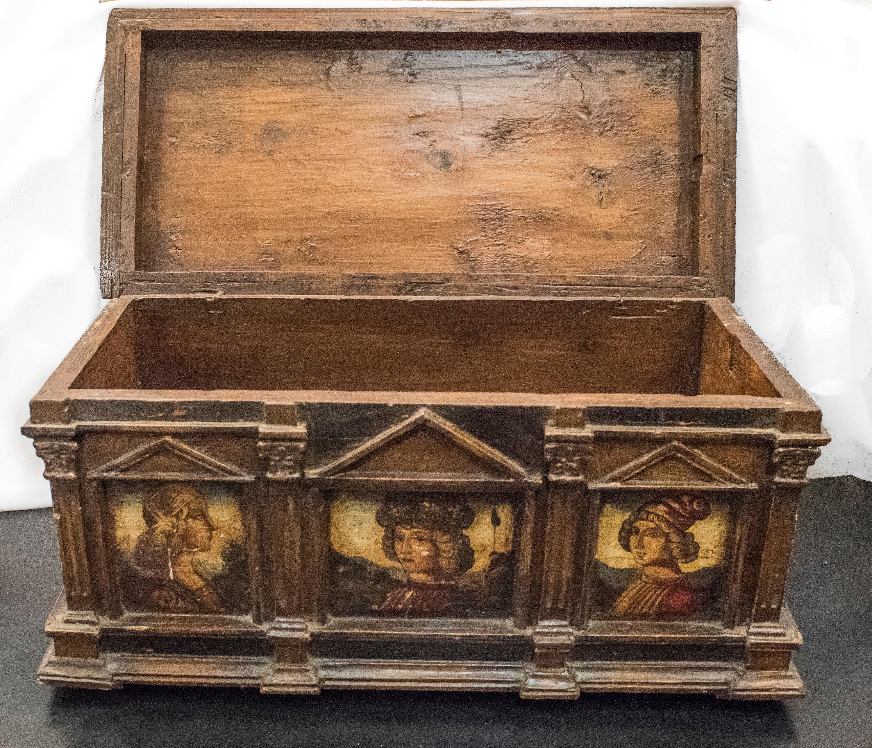 17th Century Front Match with Painted and Polychrome Scenes Italian Wood Ark 6