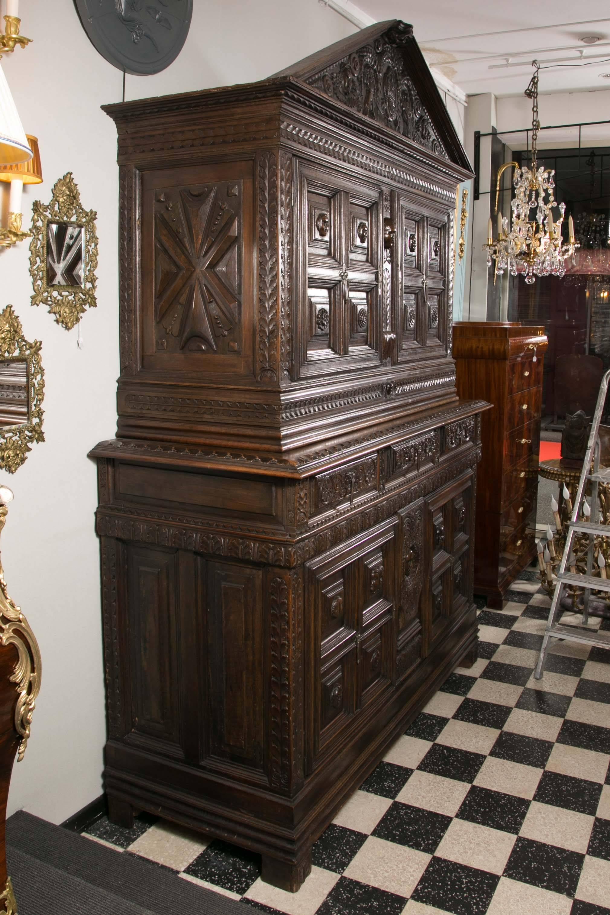 Gothic 17th Century Furniture Important Supposedly from Northern Italy, Antique Art. For Sale