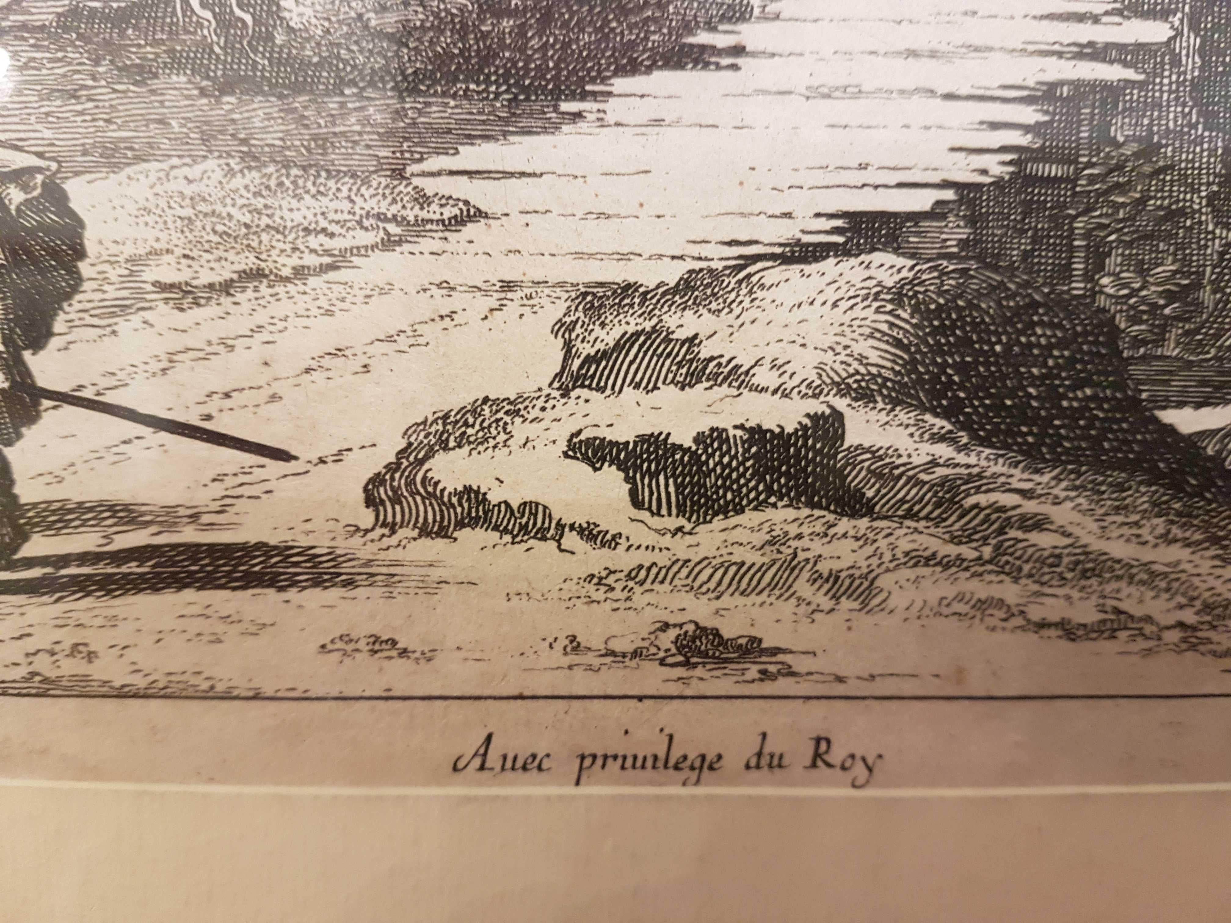 Un paysage français de Gabriel Perelle. Avec un cadre moderne en noyer
Gabriel Perelle (Vernon, 1604 - Paris, 1677) est un graveur, dessinateur et imprimeur français de vues topographiques et de paysages.
Élève de Simon Vouet, Perelle se