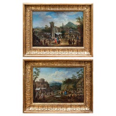 17th Century Genre Scenes Pair of Paintings Attributed to M. Schoevaerdts