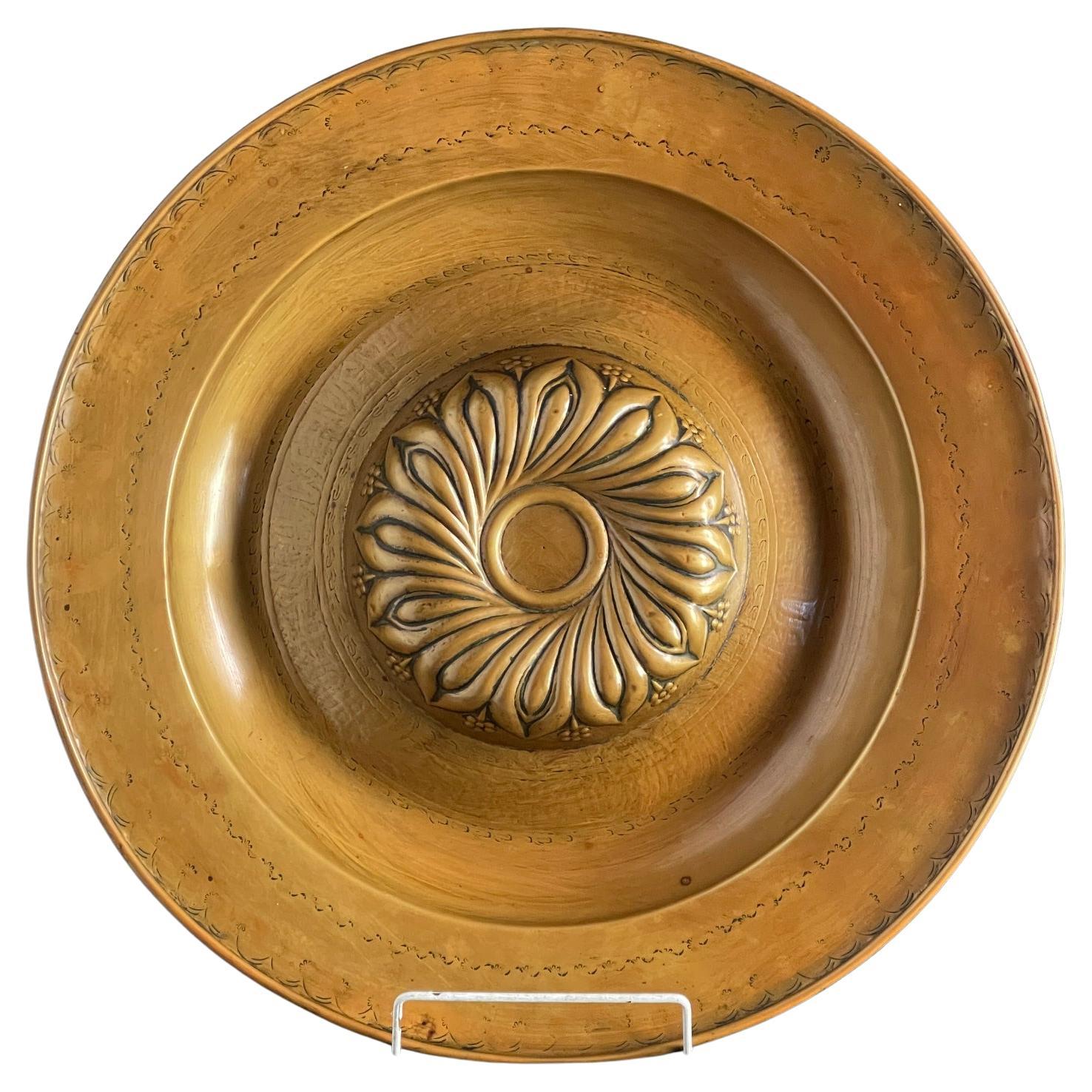 17th Century German Brass Alms Dish For Sale