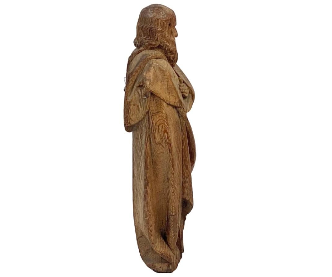 Hand-Carved 17th Century German Carved Oak Religious Sculpture  For Sale