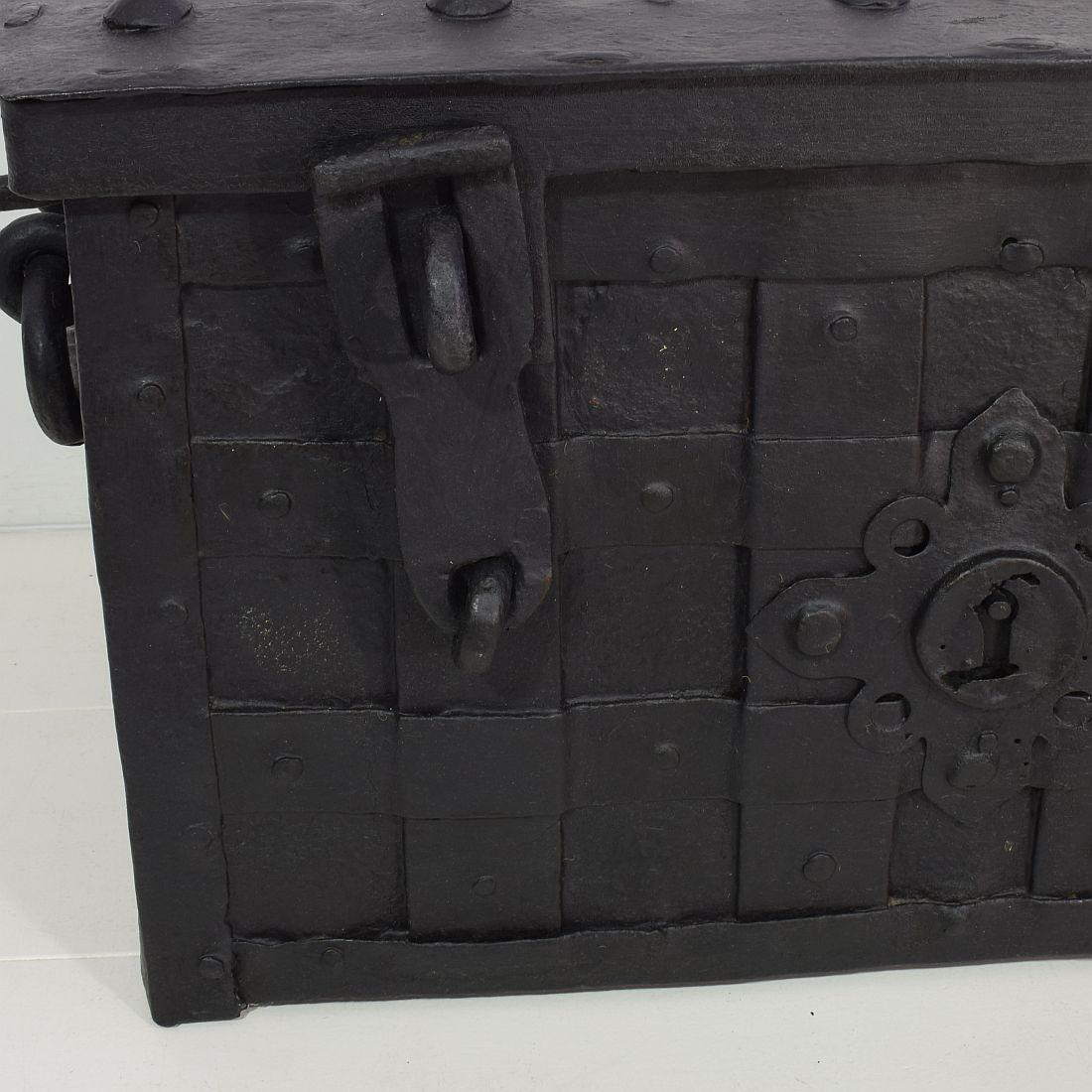 17th Century German Hand Forged Iron Strongbox from Nuremberg or Augsburg 6