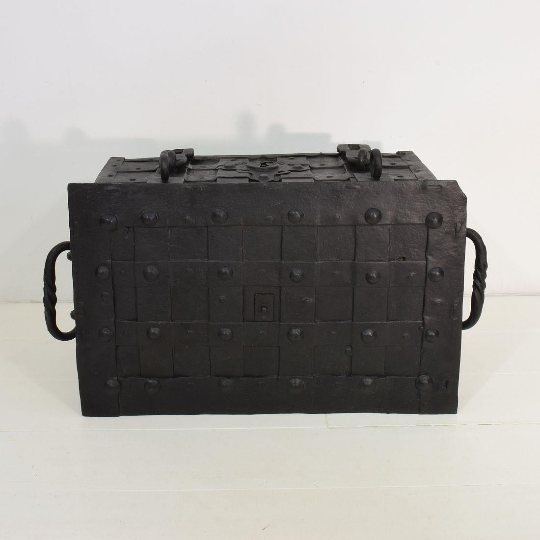 17th Century German Hand Forged Iron Strongbox from Nuremberg or Augsburg 12