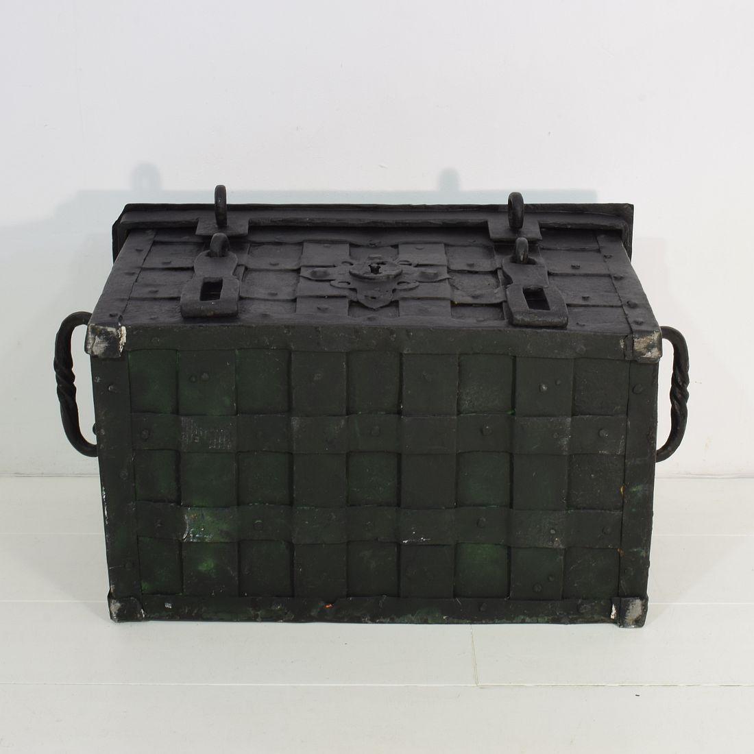 17th Century German Hand Forged Iron Strongbox from Nuremberg or Augsburg 13