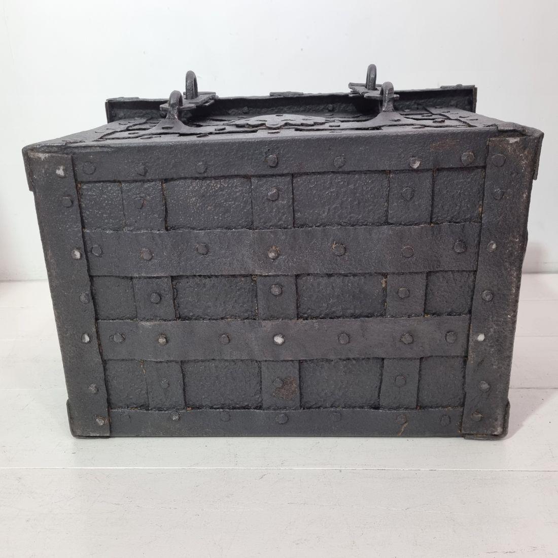 17th Century German Hand Forged Iron Strongbox from Nuremberg or Augsburg 16