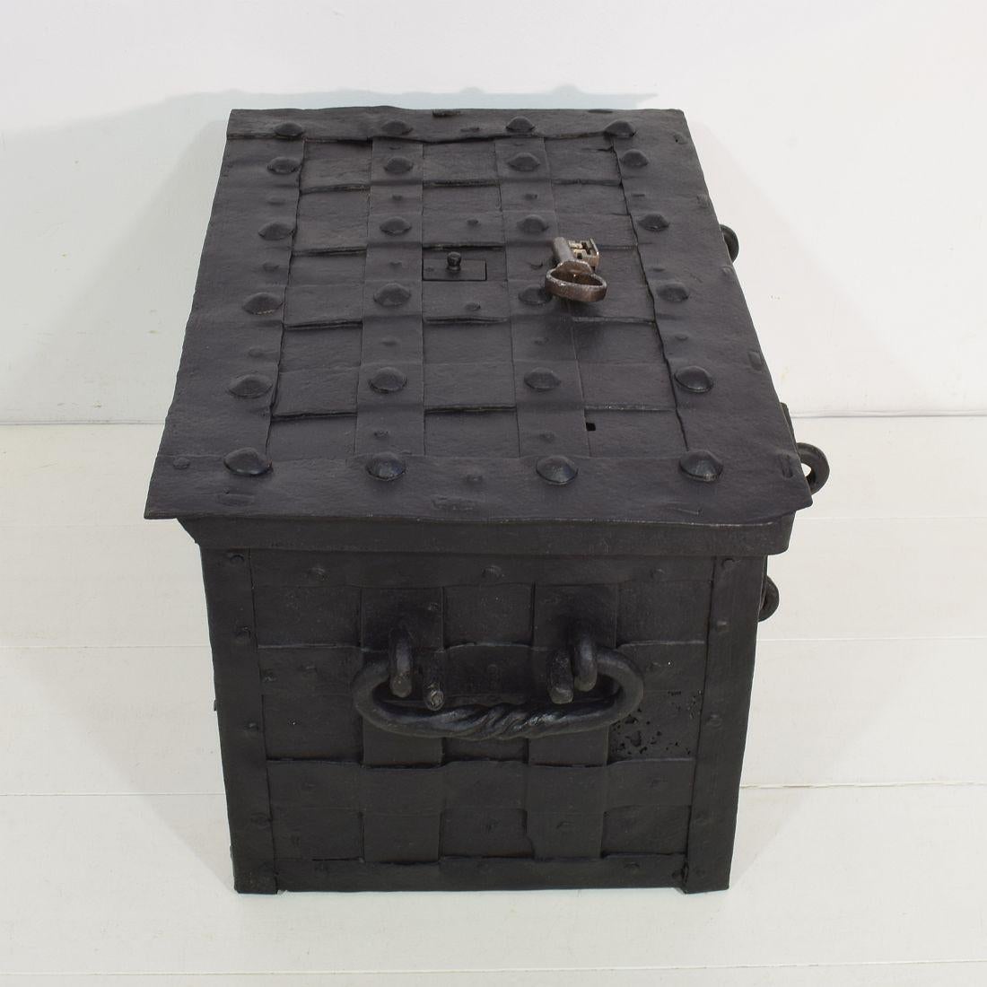 18th Century and Earlier 17th Century German Hand Forged Iron Strongbox from Nuremberg or Augsburg