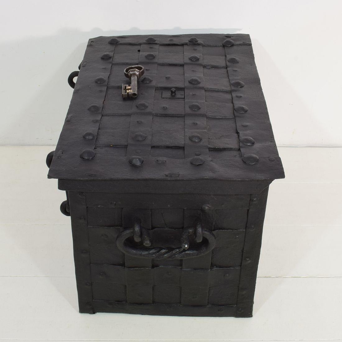 17th Century German Hand Forged Iron Strongbox from Nuremberg or Augsburg 2