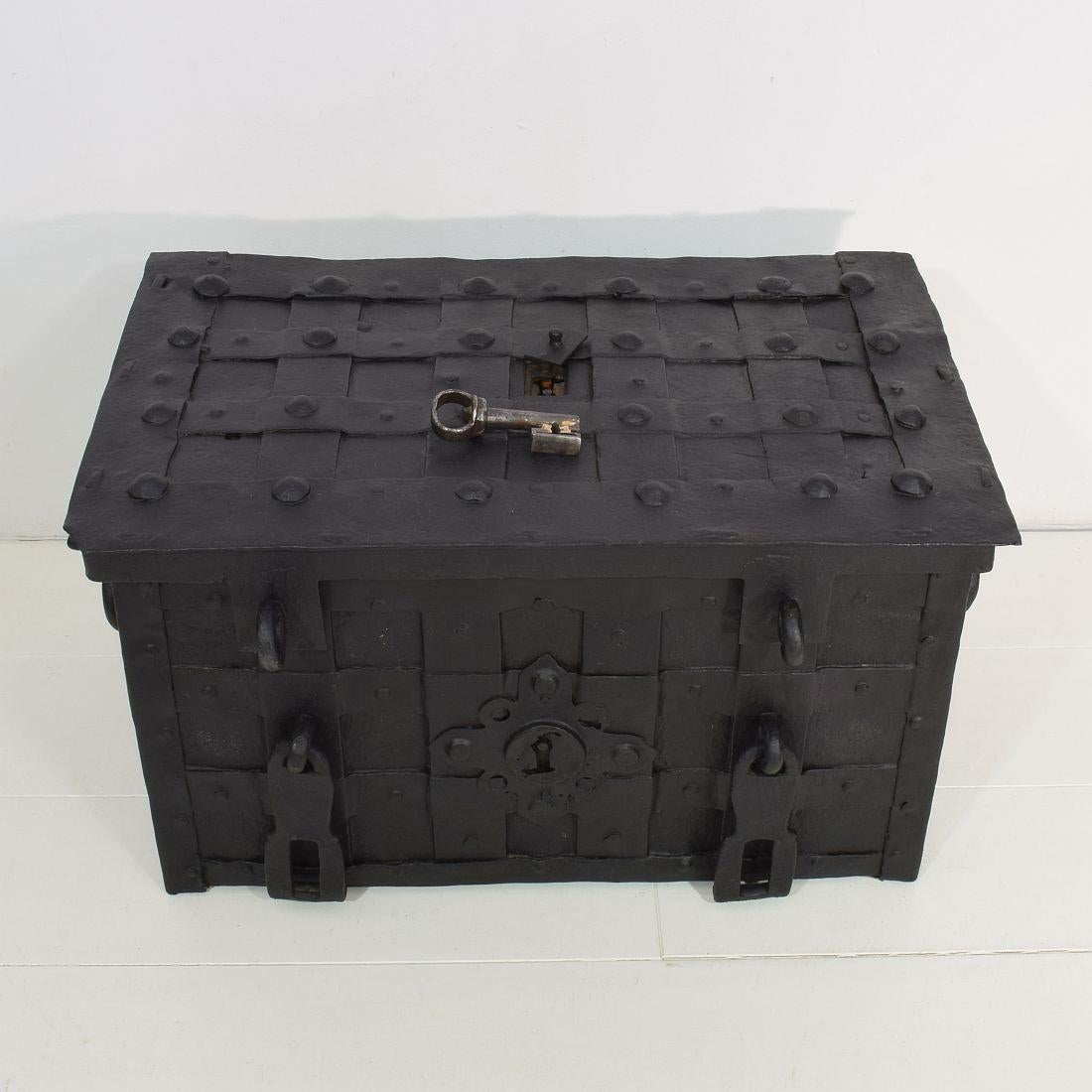 17th Century German Hand Forged Iron Strongbox from Nuremberg or Augsburg 3