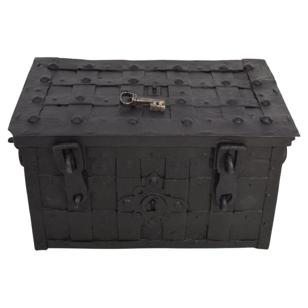 17th Century German Hand Forged Iron Strongbox from Nuremberg or Augsburg