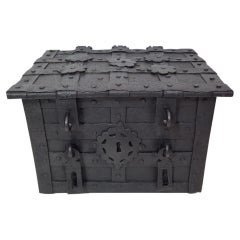 17th Century German Hand Forged Iron Strongbox from Nuremberg or Augsburg