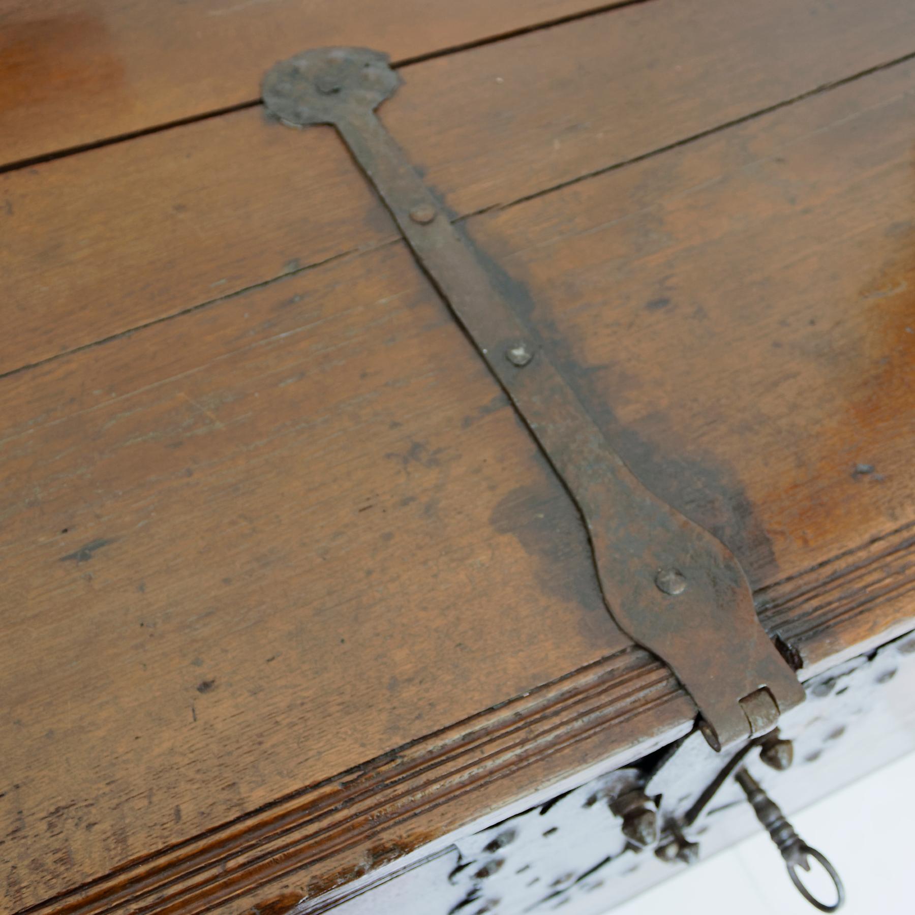 18th Century and Earlier 17th Century German Iron-Mounted Oak Chest / Trunk 