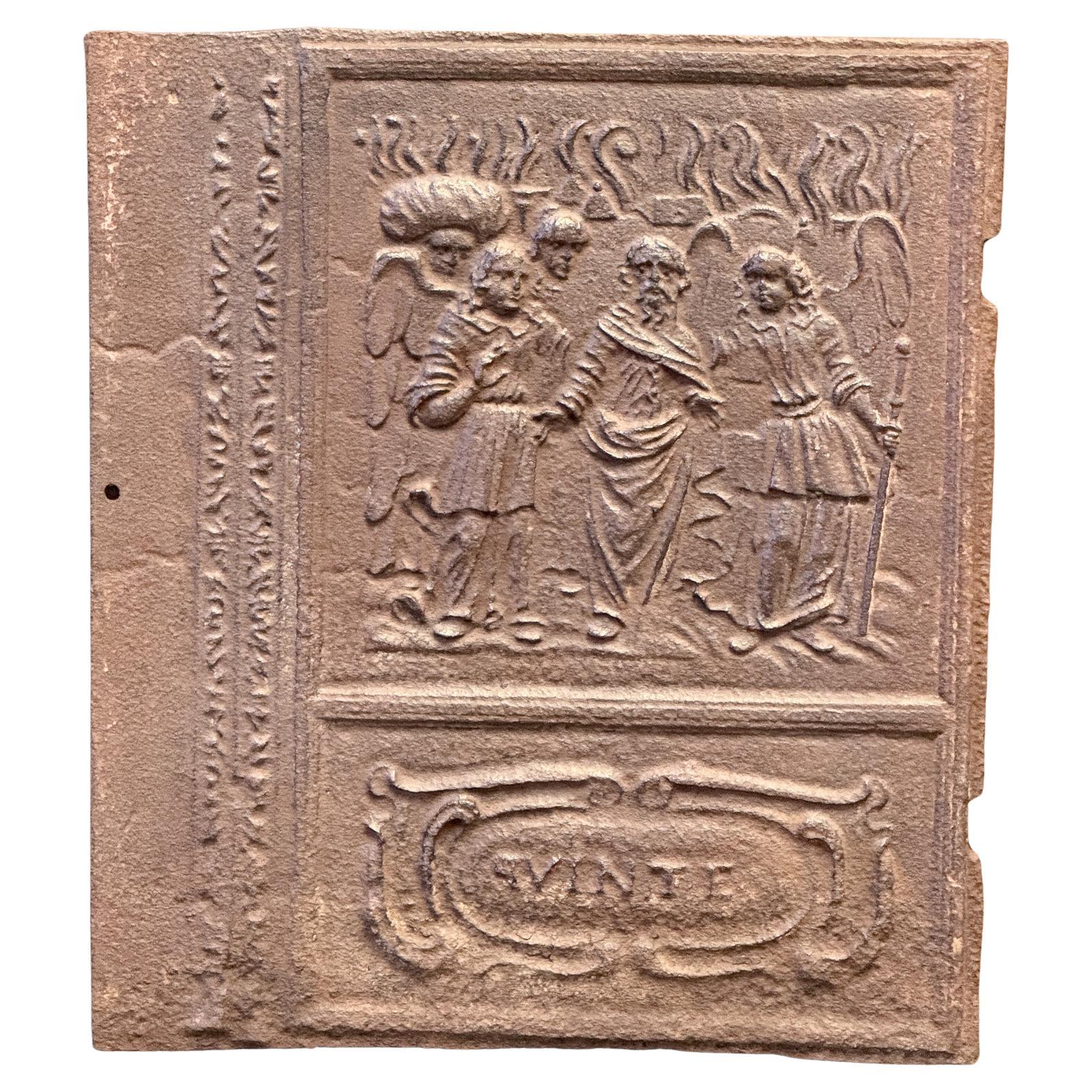 Piastra per stufa / Backsplash tedesco "Lot and Daughters" del XVII secolo, periodo gotico in vendita
