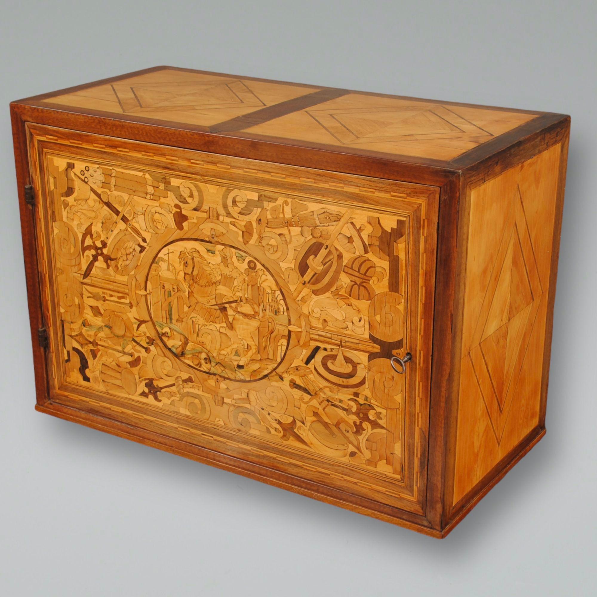 Inlay 17th Century German Marquetry Table Cabinet For Sale