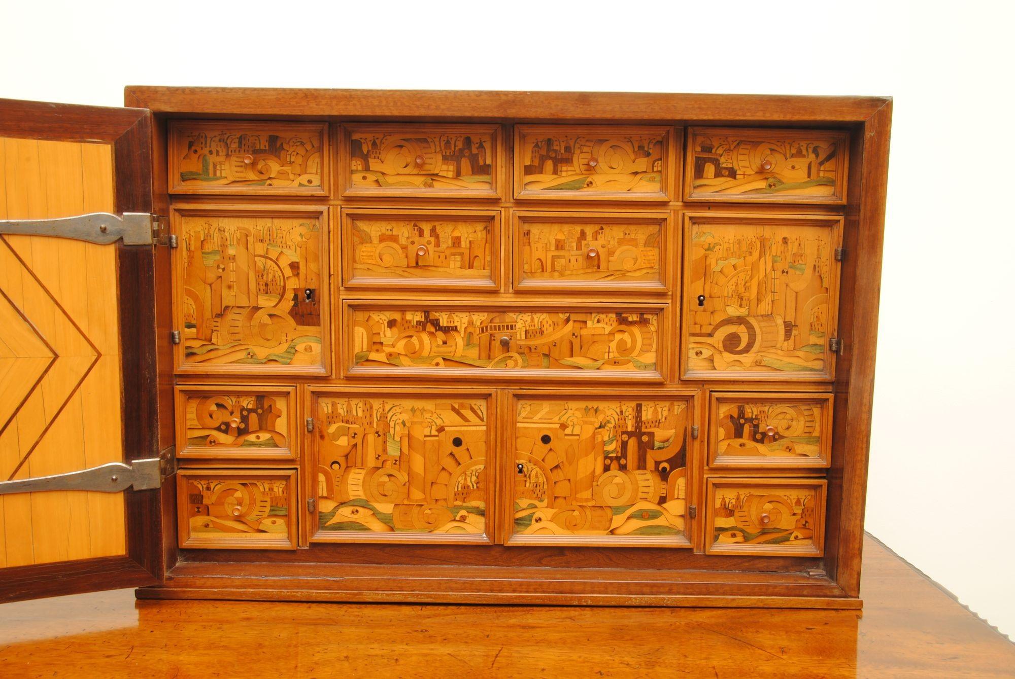 17th Century German Marquetry Table Cabinet For Sale 1