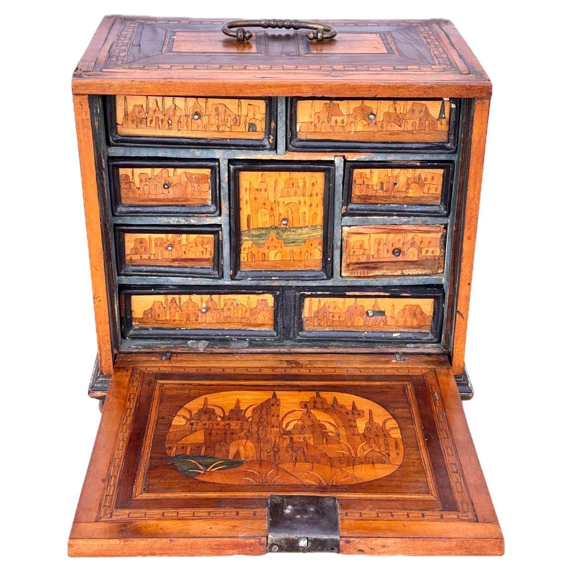 17th Century German Marquetry Table Cabinet