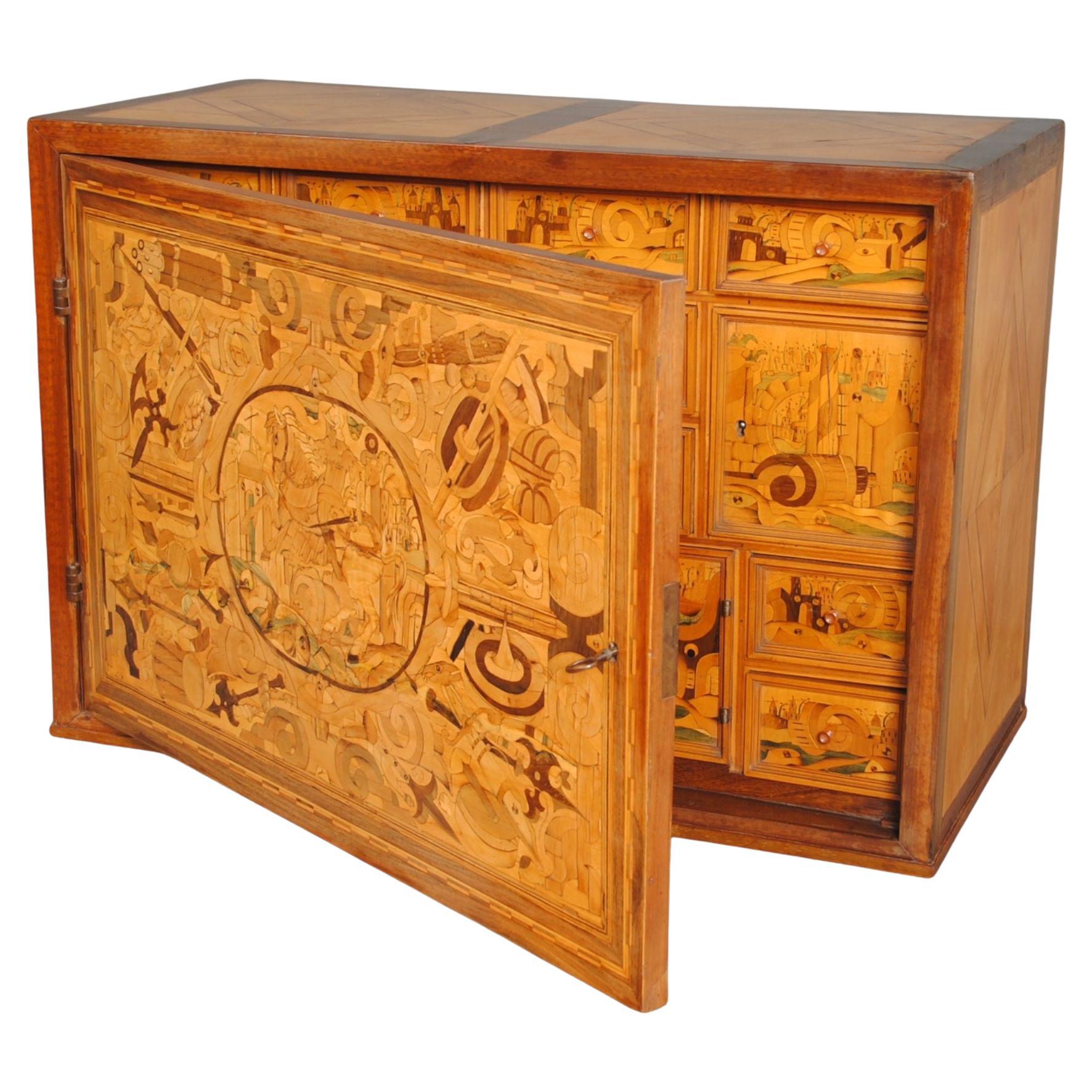 17th Century German Marquetry Table Cabinet For Sale