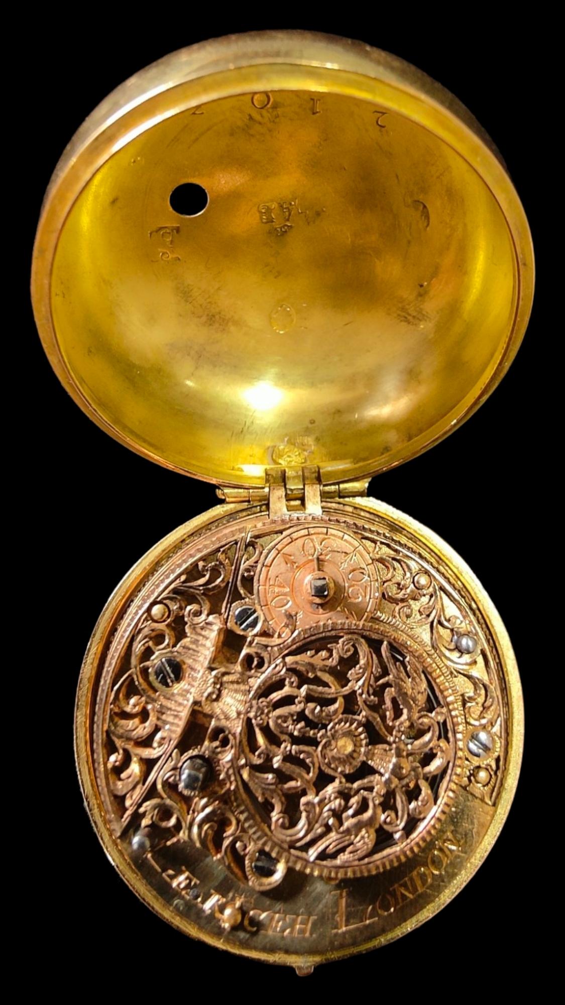 17th Century German Pocket Watch In 18k Gold For Sale 3