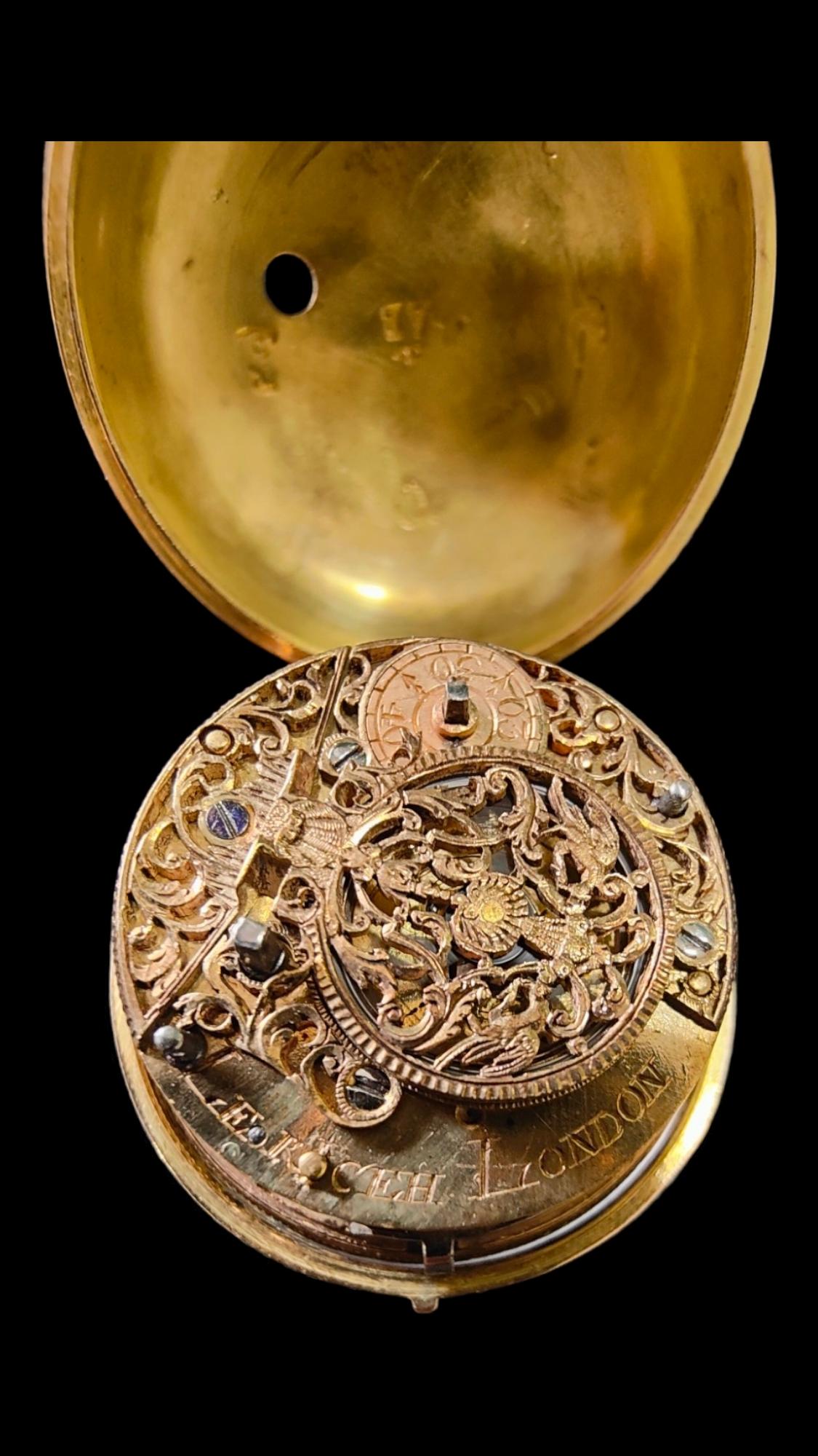 17th Century German Pocket Watch In 18k Gold For Sale 4