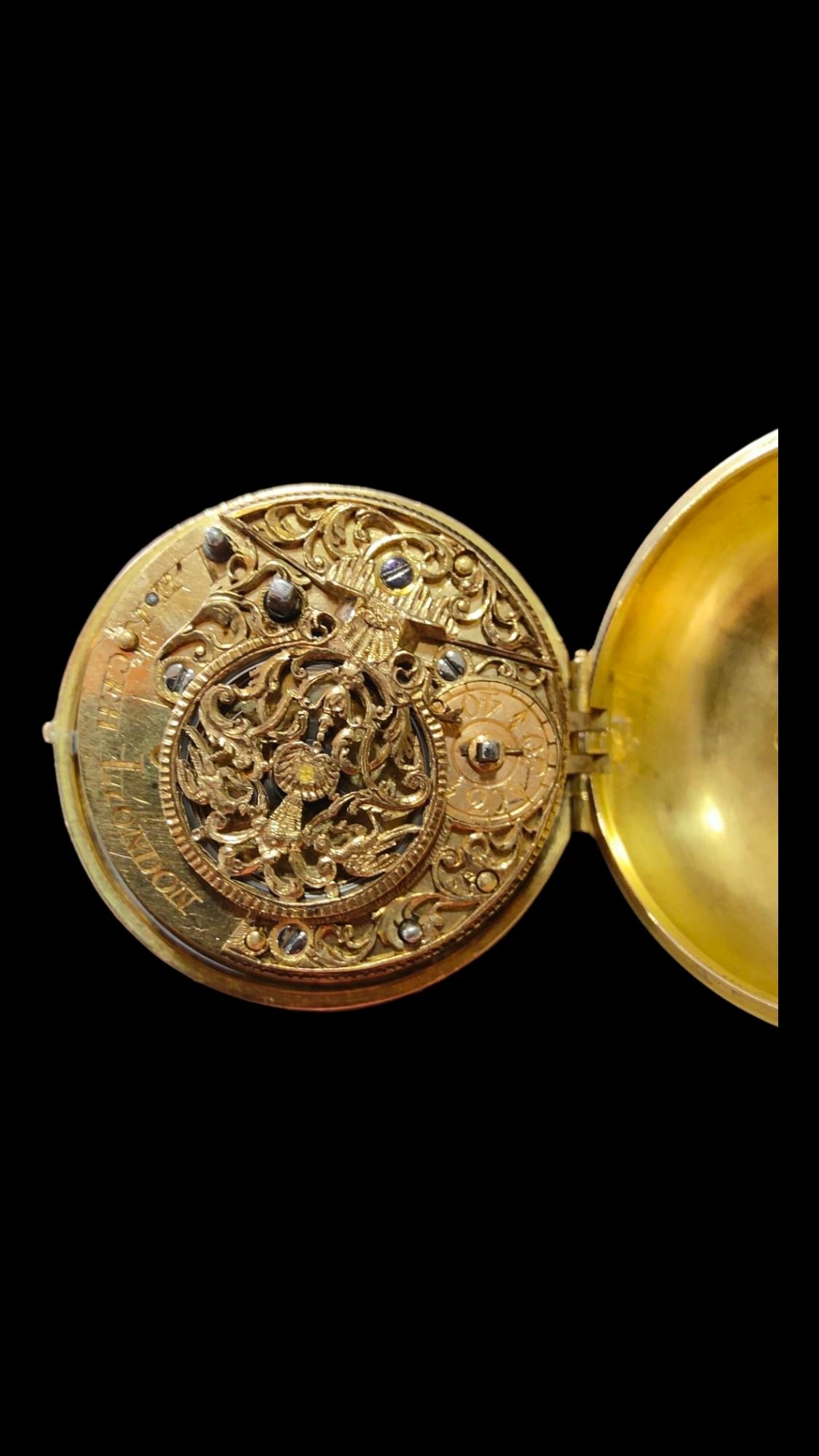 17th Century German Pocket Watch In 18k Gold For Sale 2