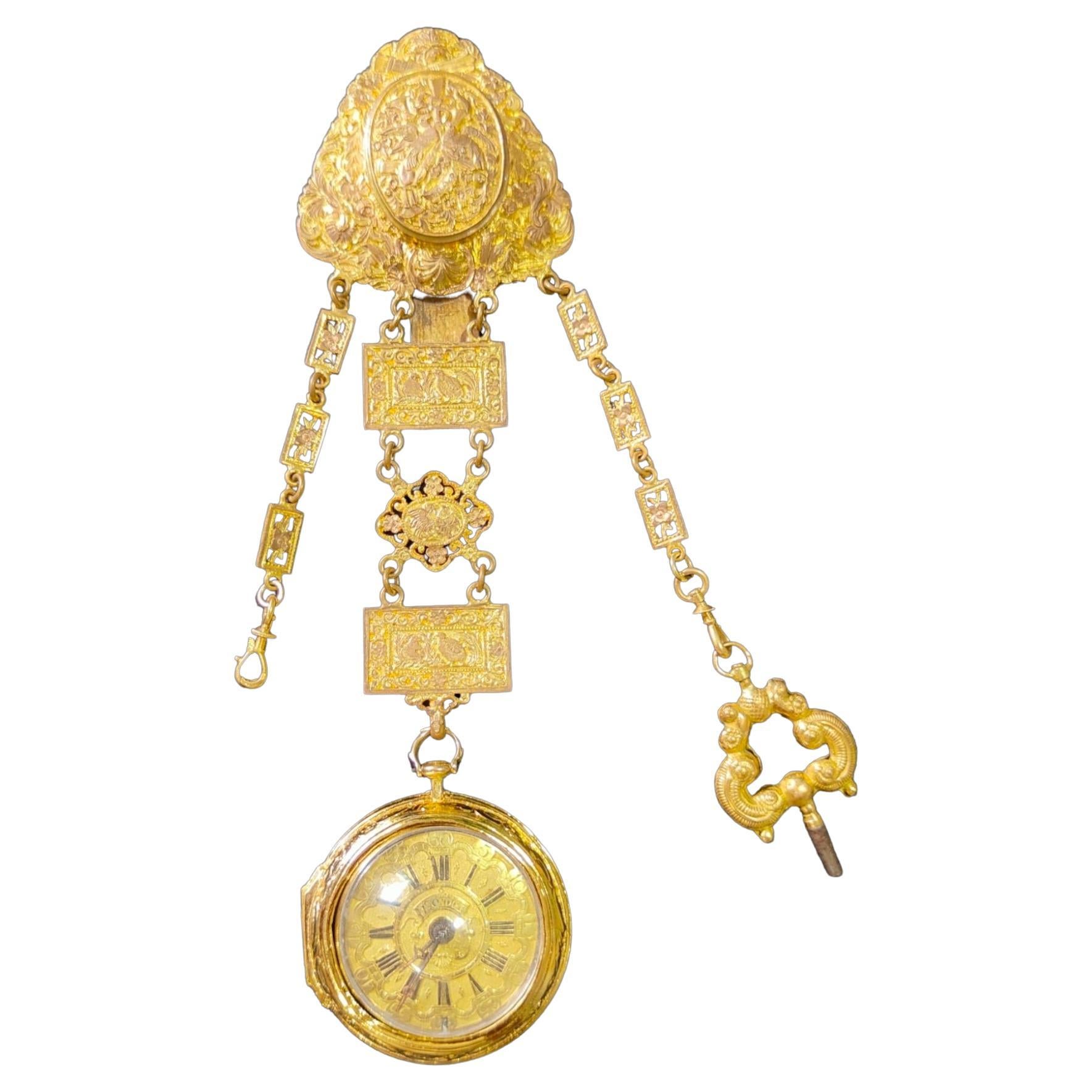 17th Century German Pocket Watch In 18k Gold For Sale