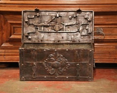 17th Century German Polished Wrought Iron Corsair Nuremberg Money Chest Safe