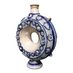 17th century German Stoneware Ring Jug or Pelgrims bottle