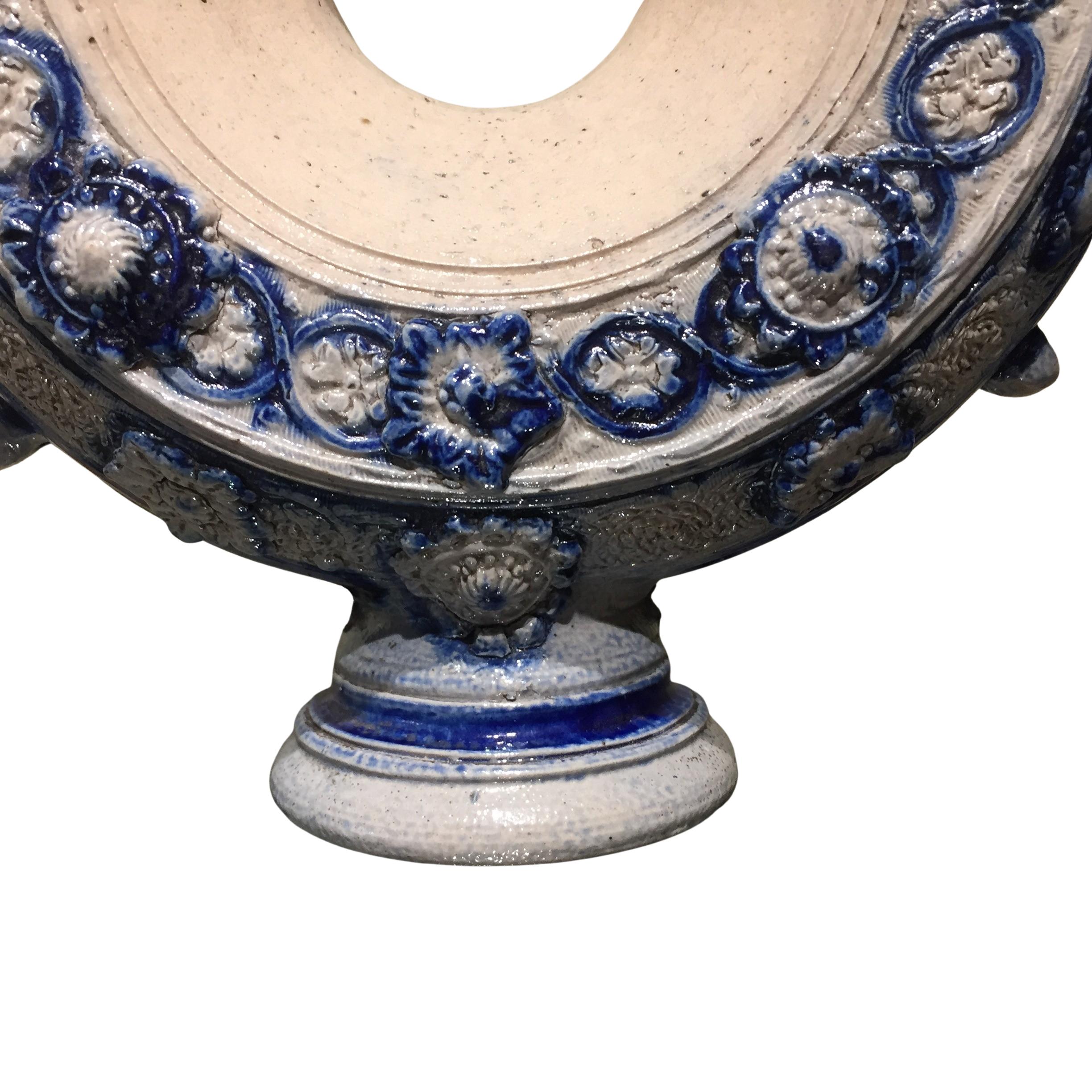 17th century German Stoneware Ring Jug or Pelgrims bottle For Sale 1