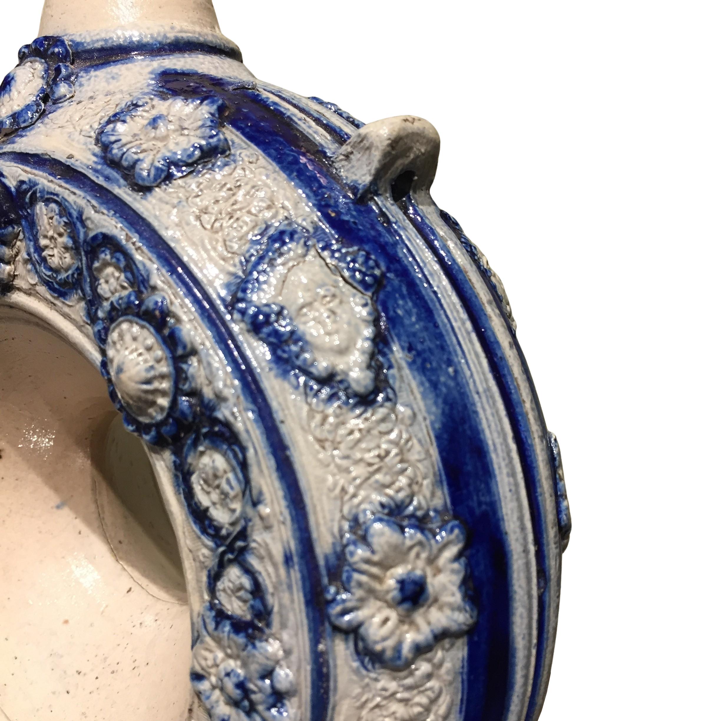 17th century German Stoneware Ring Jug or Pelgrims bottle For Sale 2