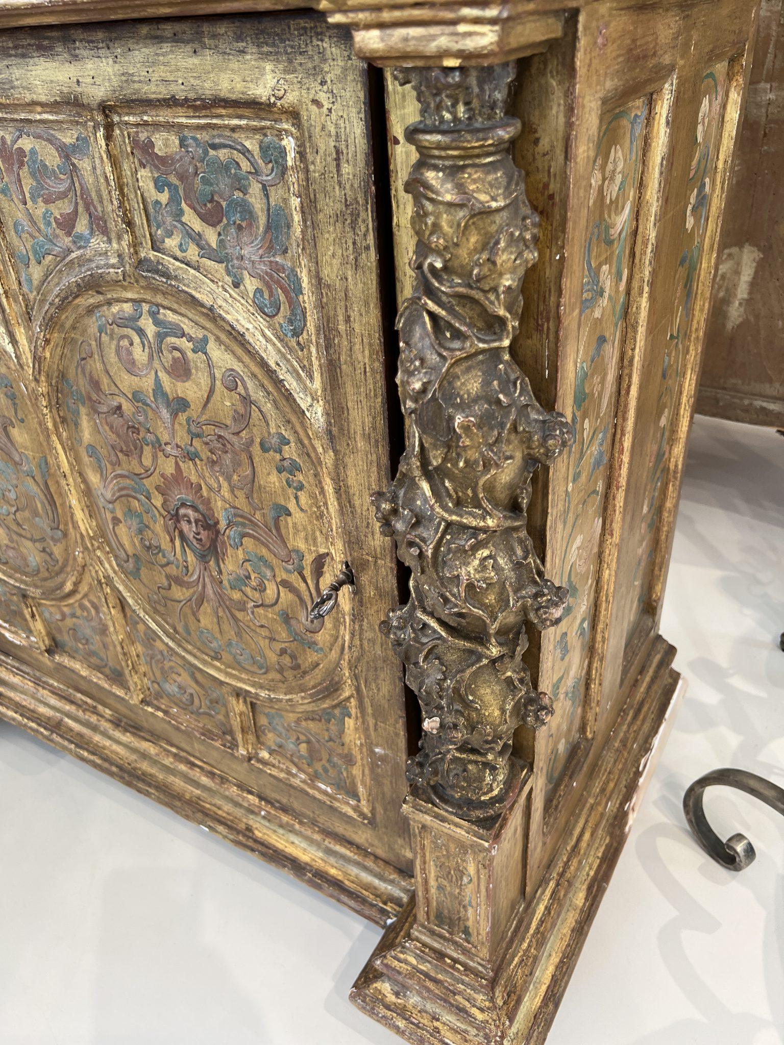Wood Gilded Cabinet, 18th Century For Sale