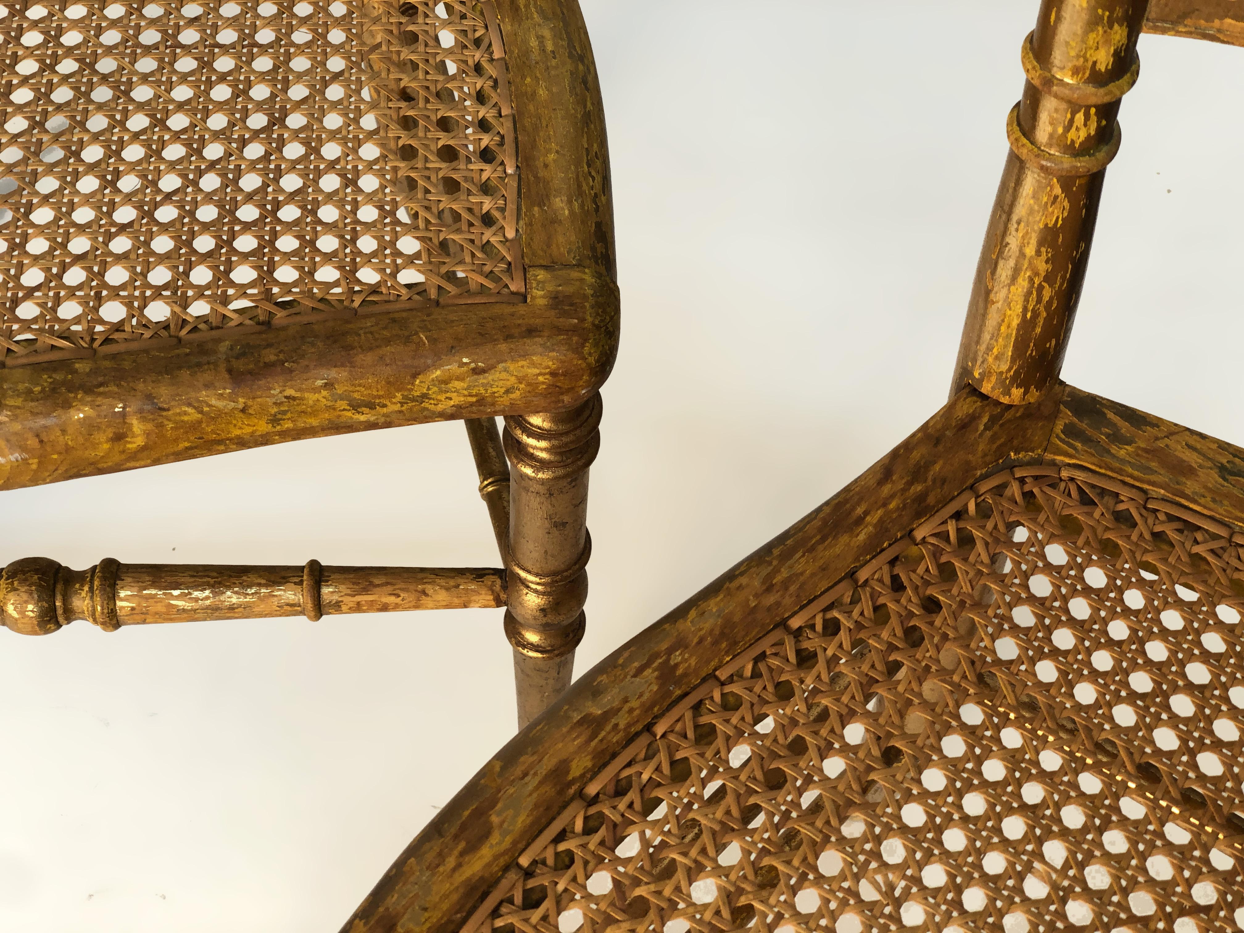 Canne Chaises Chiavari italiennes dorées du XVIIe siècle en vente