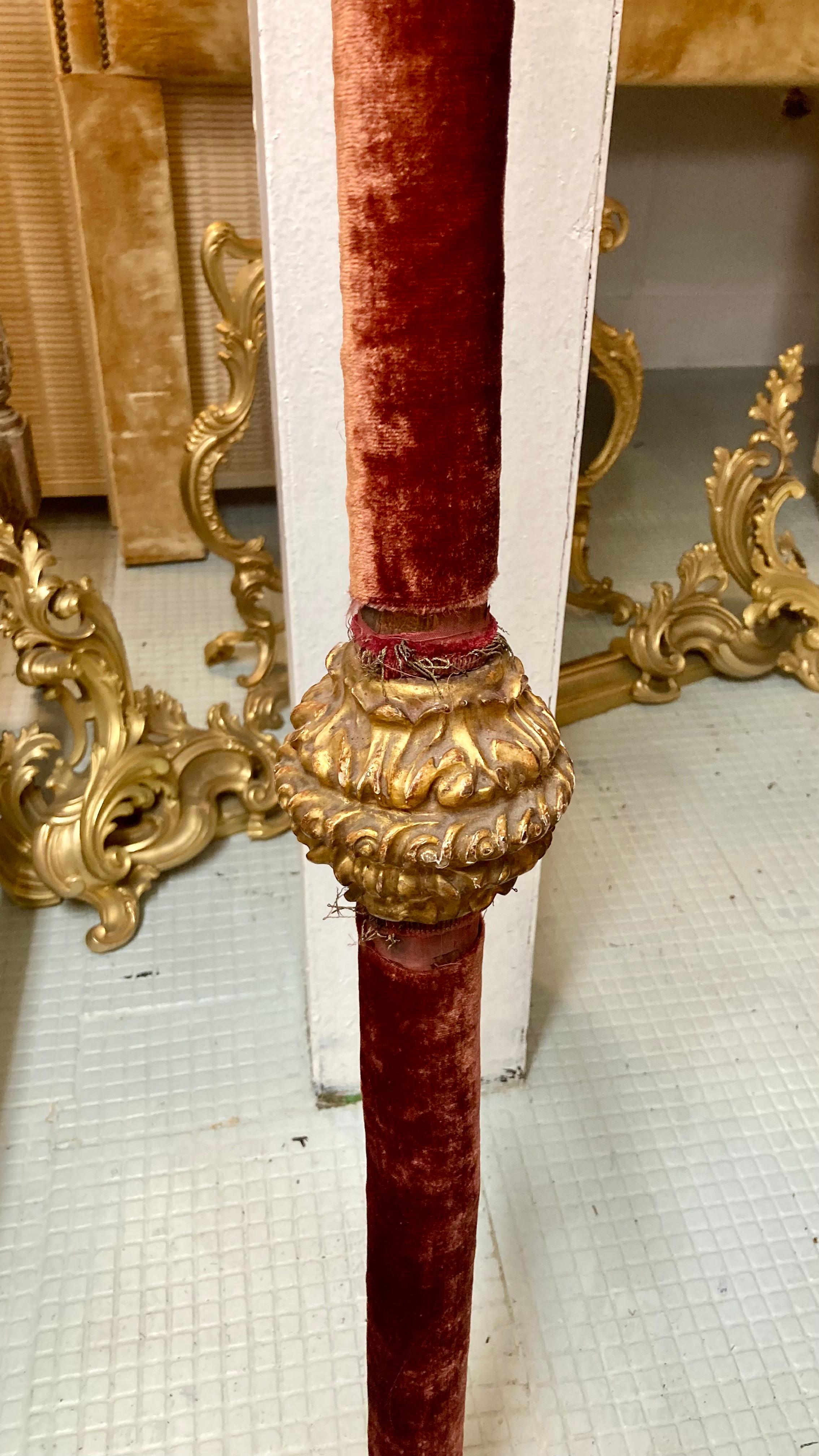 17th Century Gilt Venetian Lantern on Red Velvet Pole 6