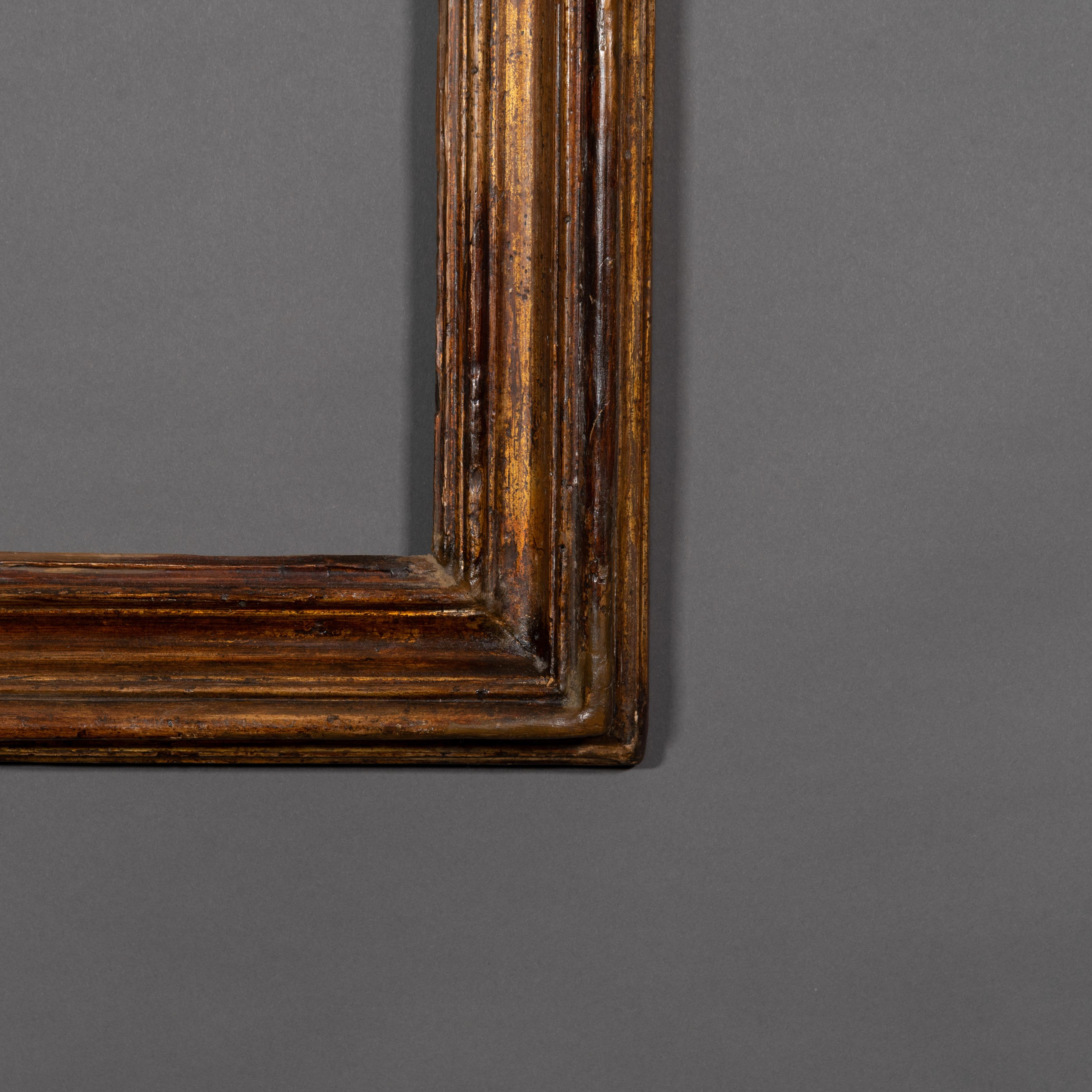 Salvator Rosa last 17th century giltwood frame.
Internal measurements cm 32 x 41

Pure example of Italian Salvator Rosa gild wood frame of 17th century.
