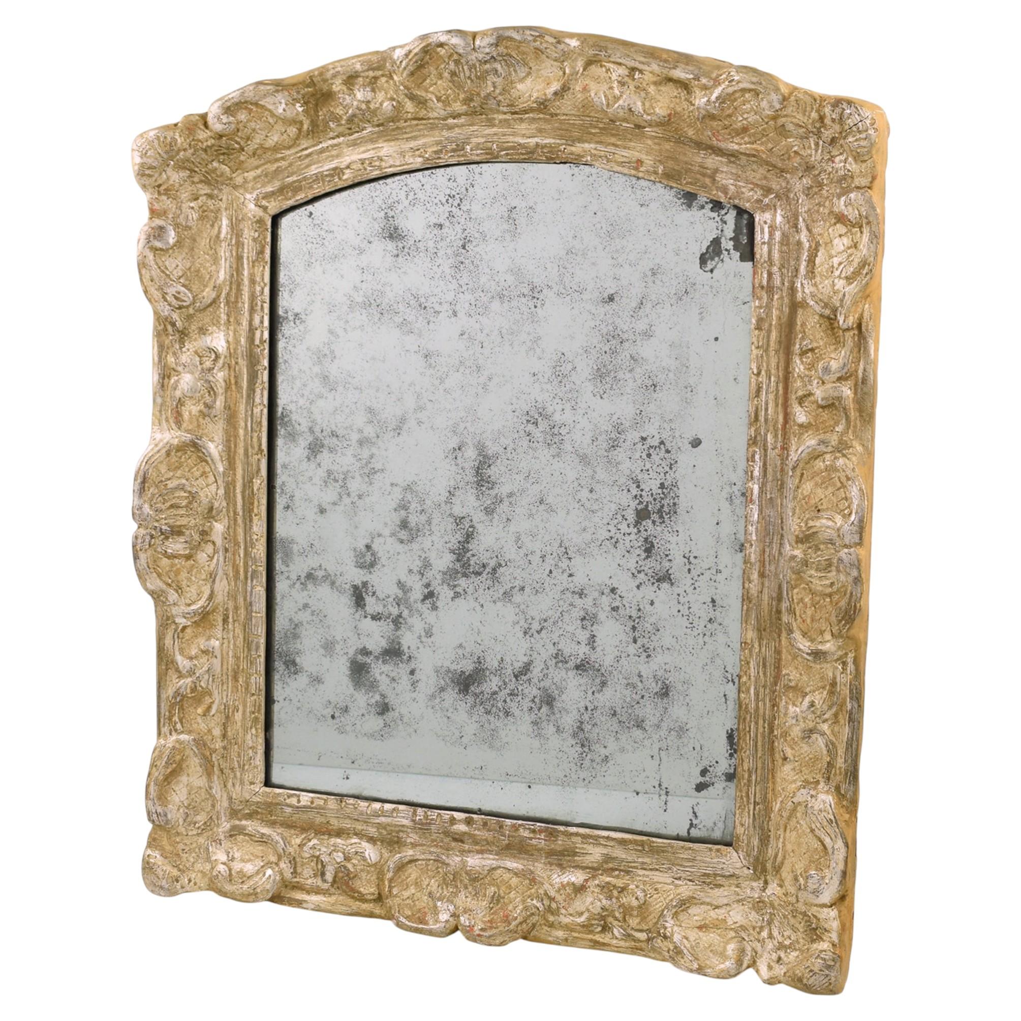 17th Century Gold Leaf Carved Wood and Mercury Mirror, circa 1600 For Sale