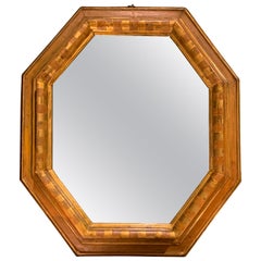 17th Century Gold Leaf Octagonal Wood Frame Mirror, Italy