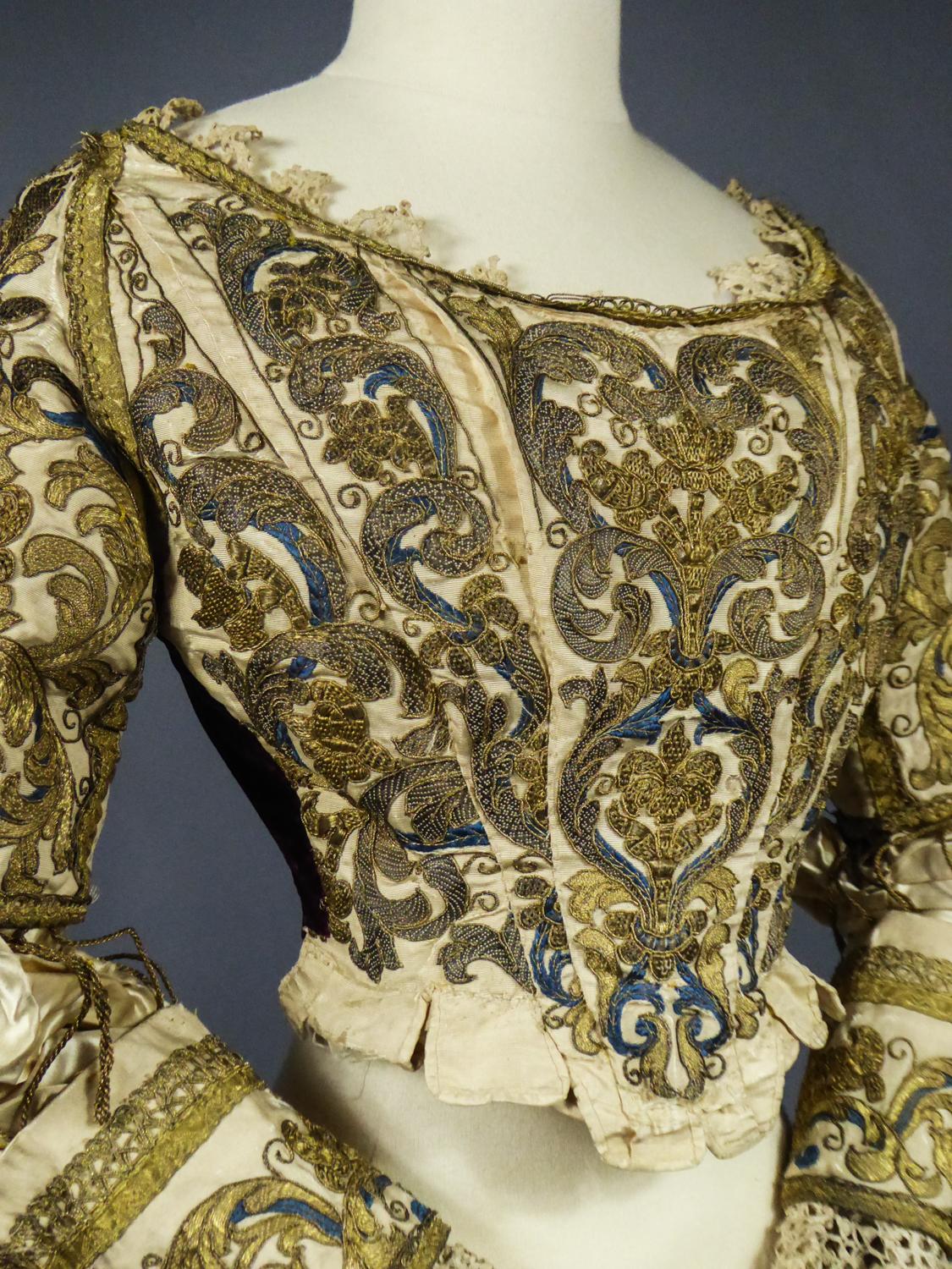17th Century Golden Embroidered Baroque European Bodice Modified 19th Century 2