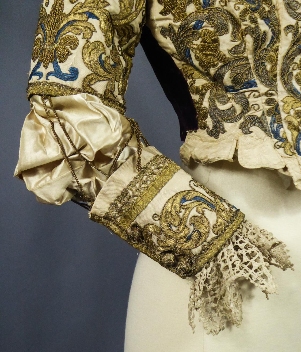 17th Century Golden Embroidered Baroque European Bodice Modified 19th Century 3