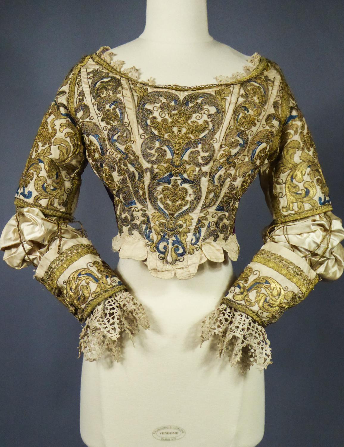 17th Century Golden Embroidered Baroque European Bodice Modified 19th Century 5