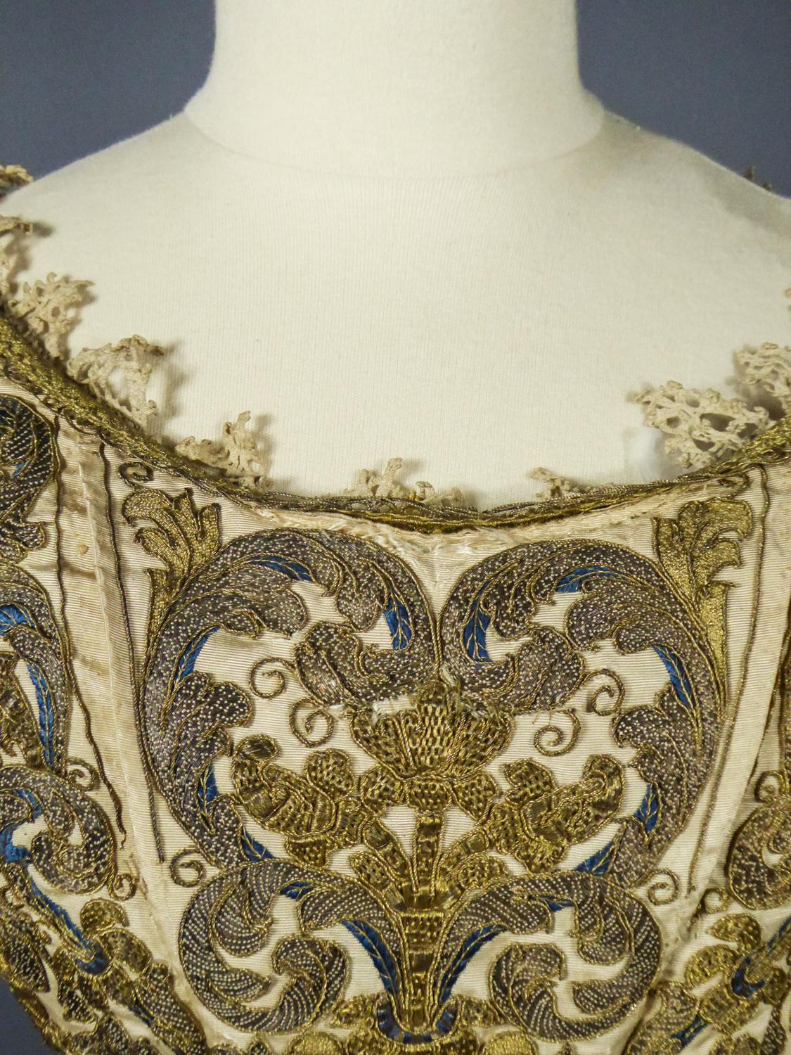 17th Century Golden Embroidered Baroque European Bodice Modified 19th Century 6
