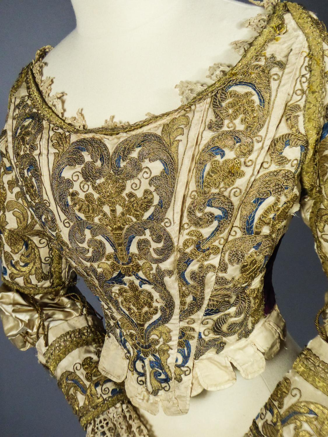 17th Century Golden Embroidered Baroque European Bodice Modified 19th ...
