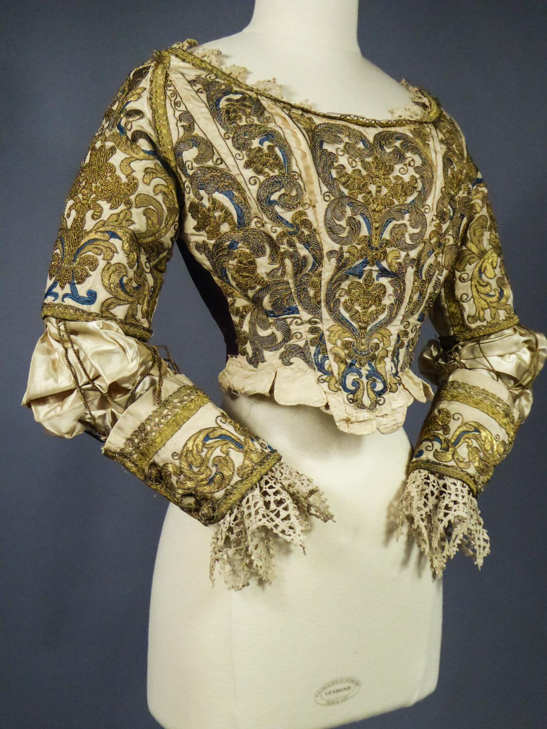 17th Century Golden Embroidered Baroque European Bodice Modified 19th Century 1